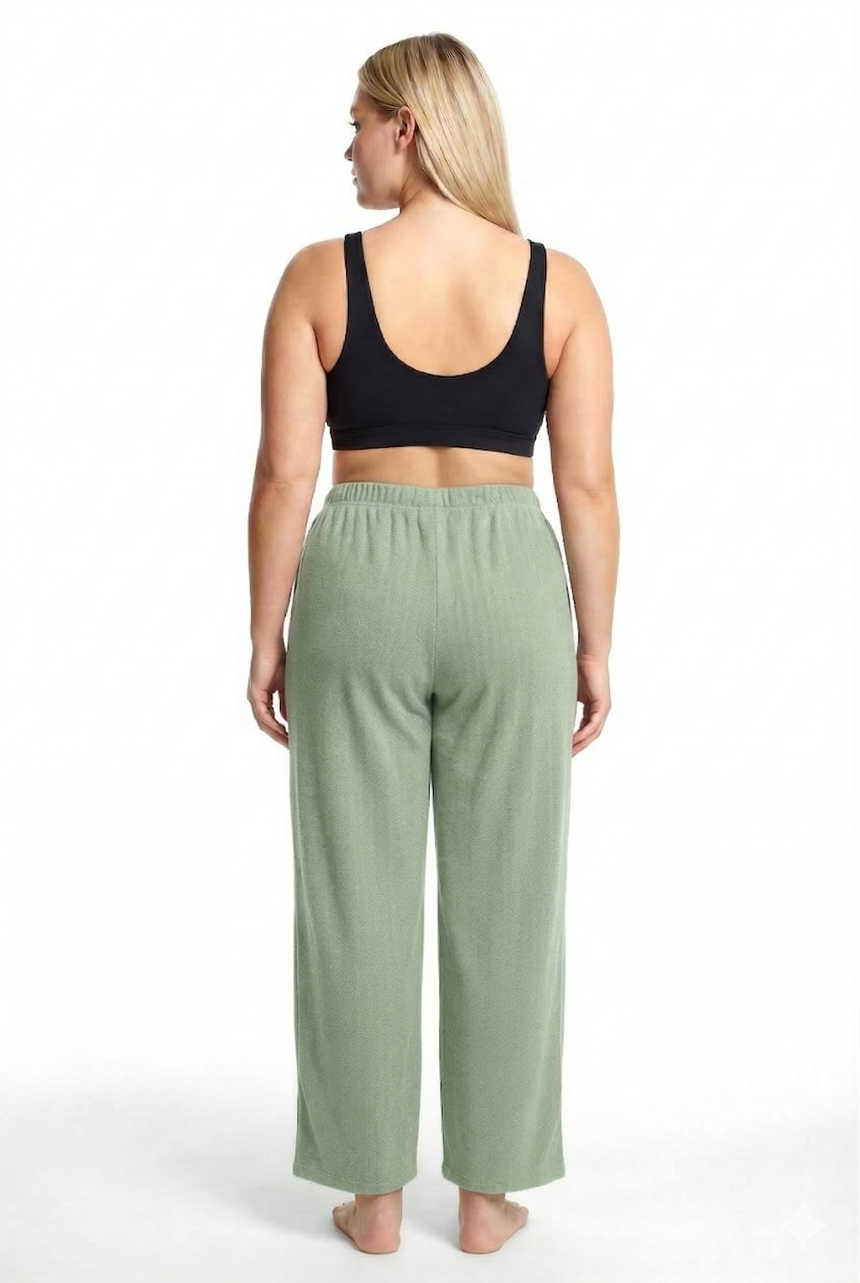 Akbeniz Kadın Büyük Beden Rahat Kesim Cepli Pijama Altı Yeşil 