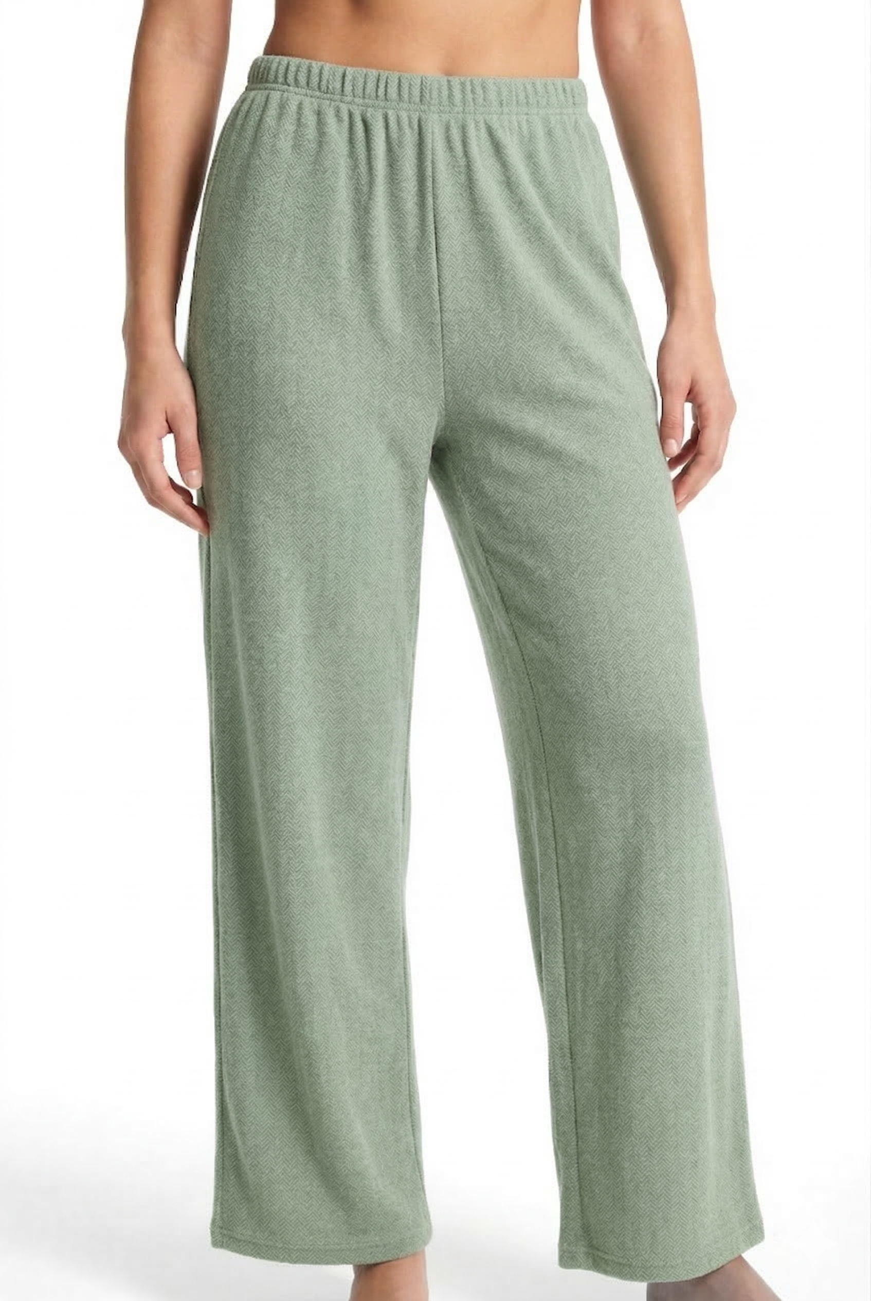 Akbeniz Kadın Büyük Beden Rahat Kesim Cepli Pijama Altı Yeşil 
