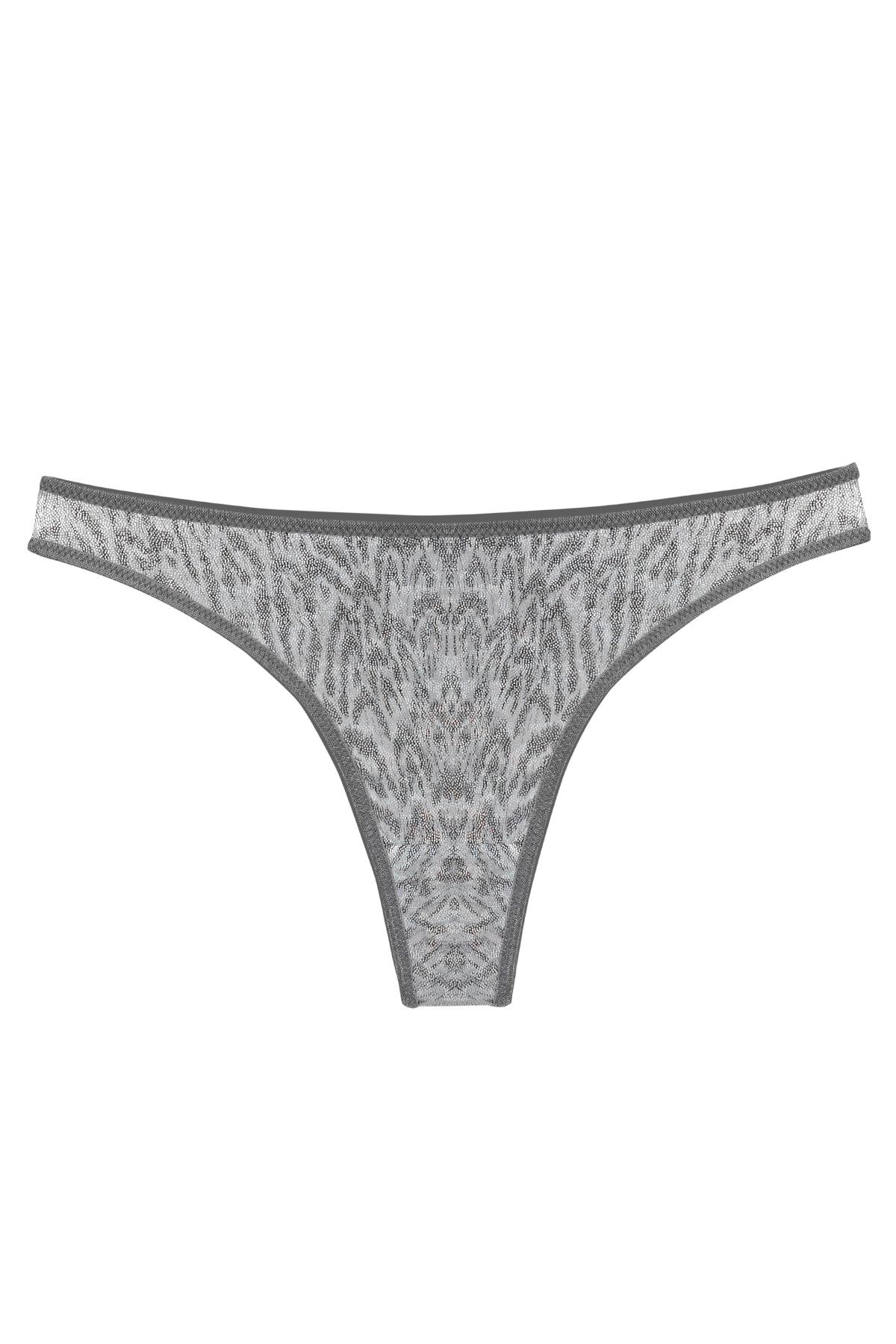 Akbeniz Kadın Gri Zebra Desenli 2li Tanga Slip
