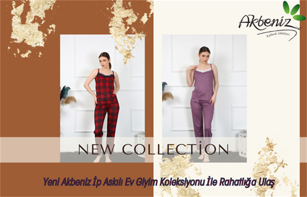 Akbeniz Kadın İp Askılı Yeşil Ekoseli Pijama Takım 4135