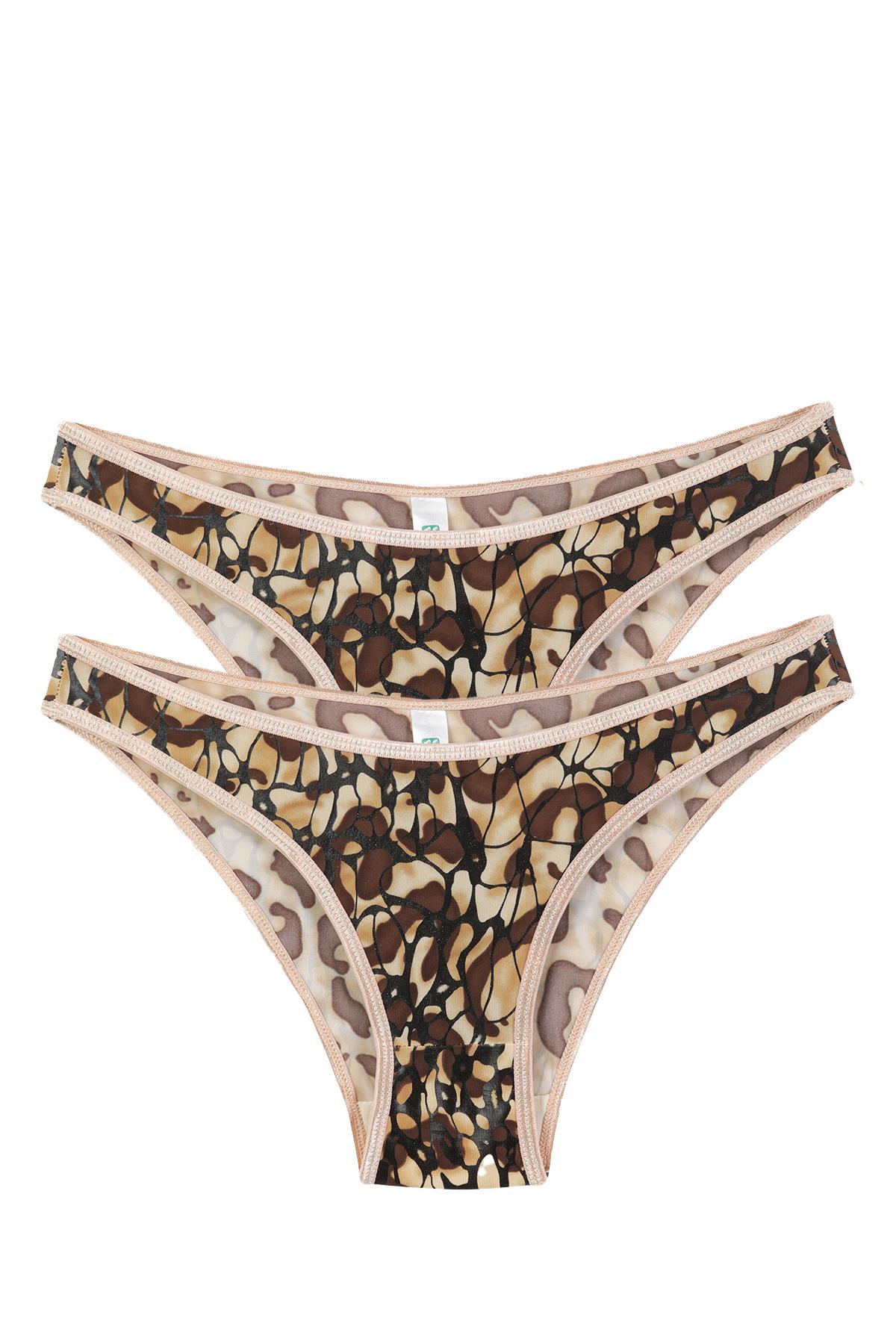 Akbeniz Kadın Kahverengi Desenli 2’li Slip