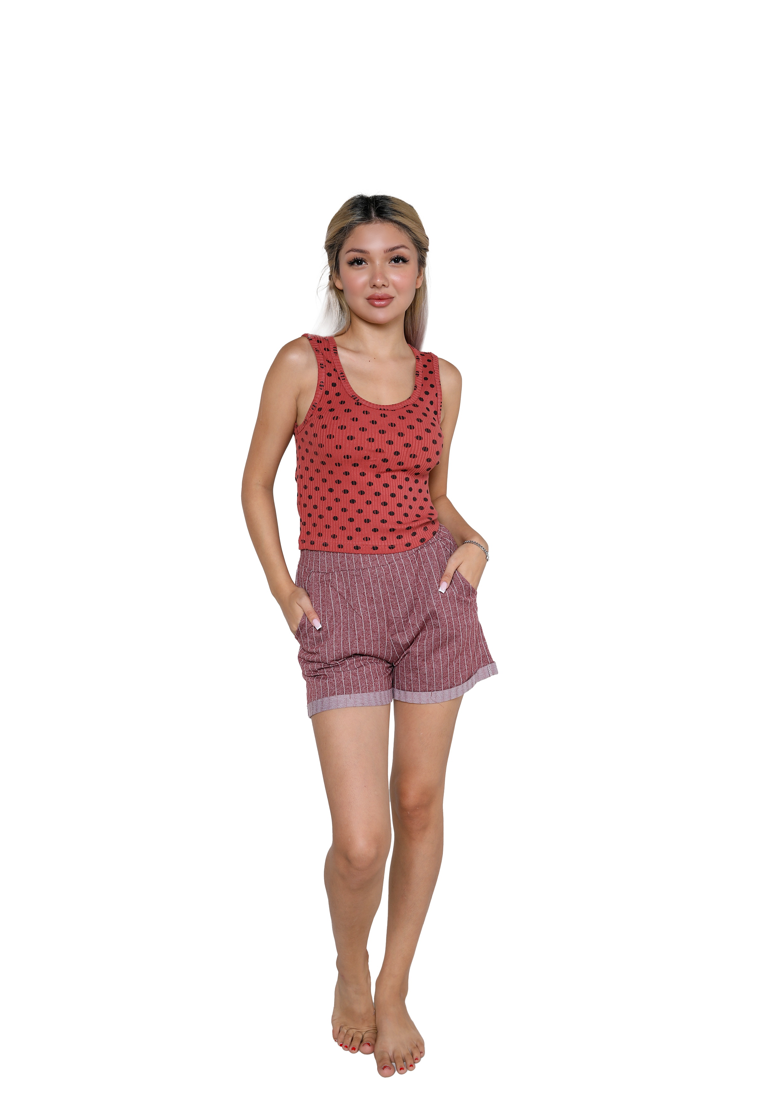 Akbeniz Kadın Kalın Askılı Şortlu Pijama Takım 3630