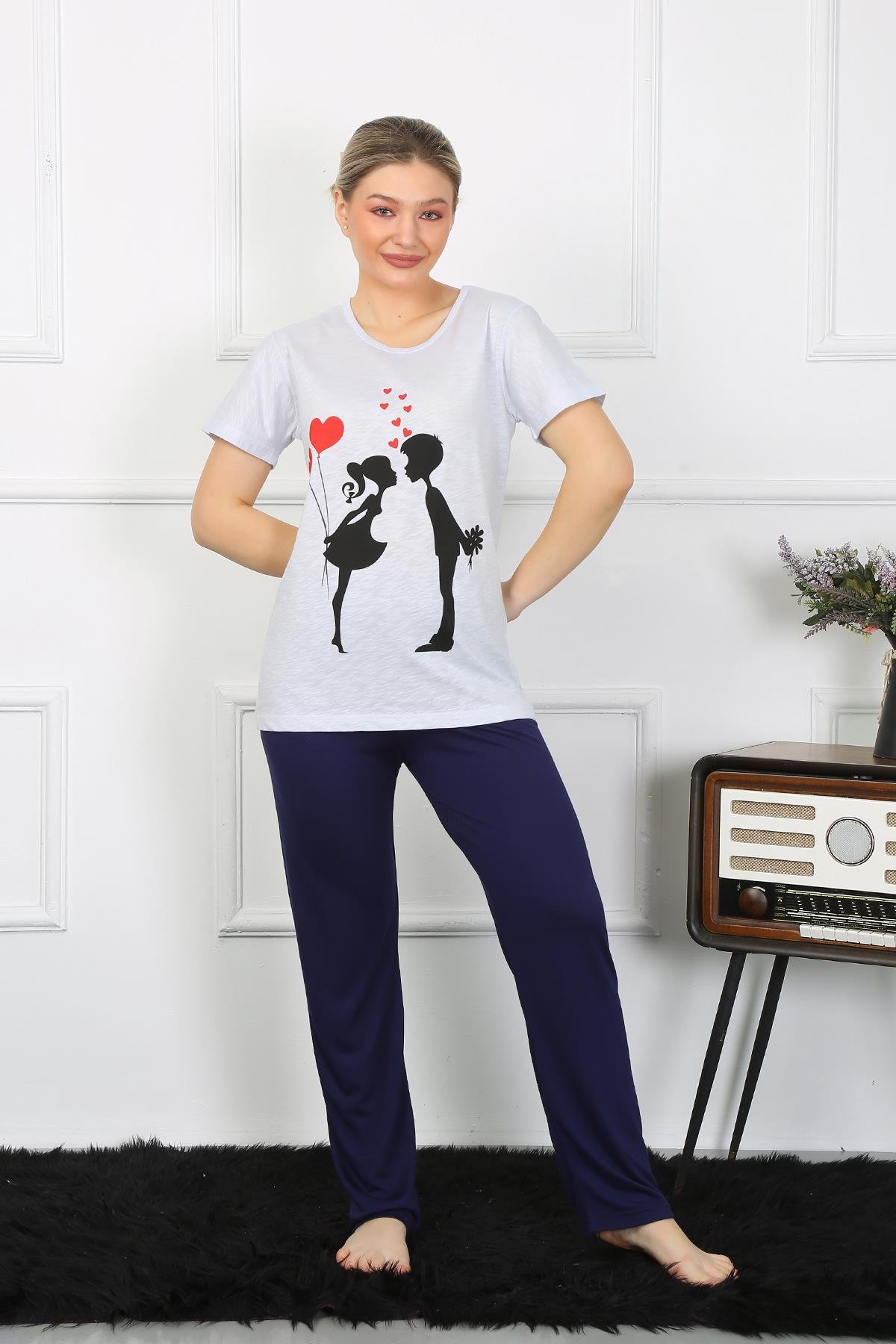 Akbeniz Kadın Kısa Kol Penye Pİjama Takımı 4208