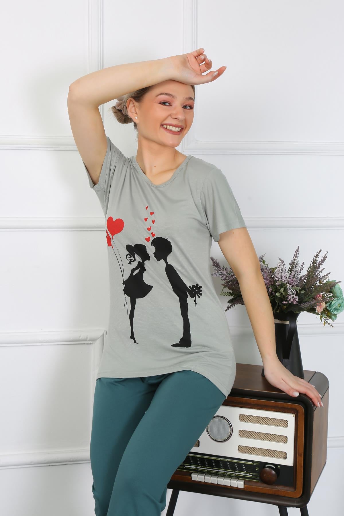 Akbeniz Kadın Kısa Kol Penye Pijama Takımı 4210