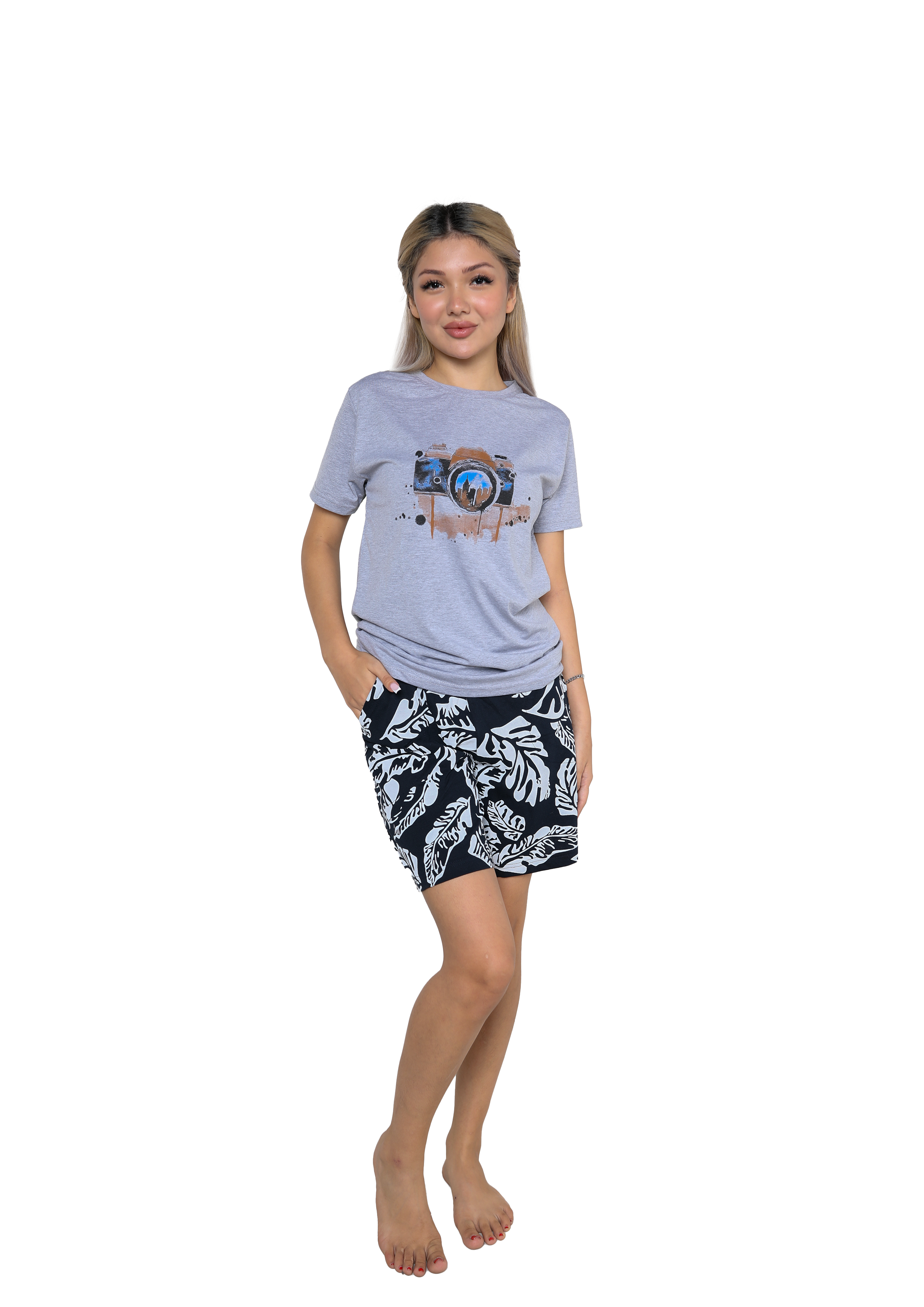 Akbeniz Kadın Kısa Kol Şortlu Pijama Takım 3626 