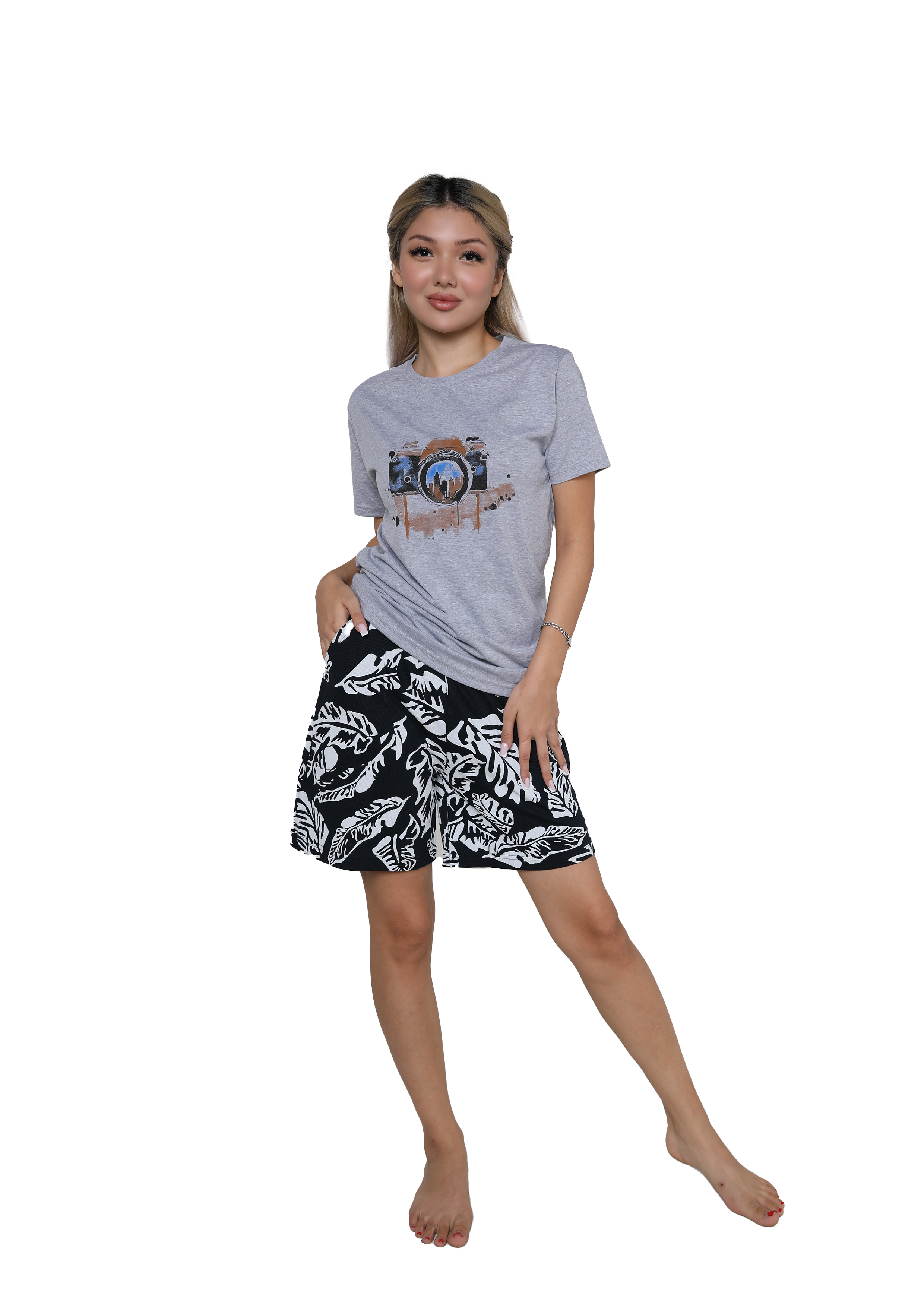 Akbeniz Kadın Kısa Kol Şortlu Pijama Takım 3626 