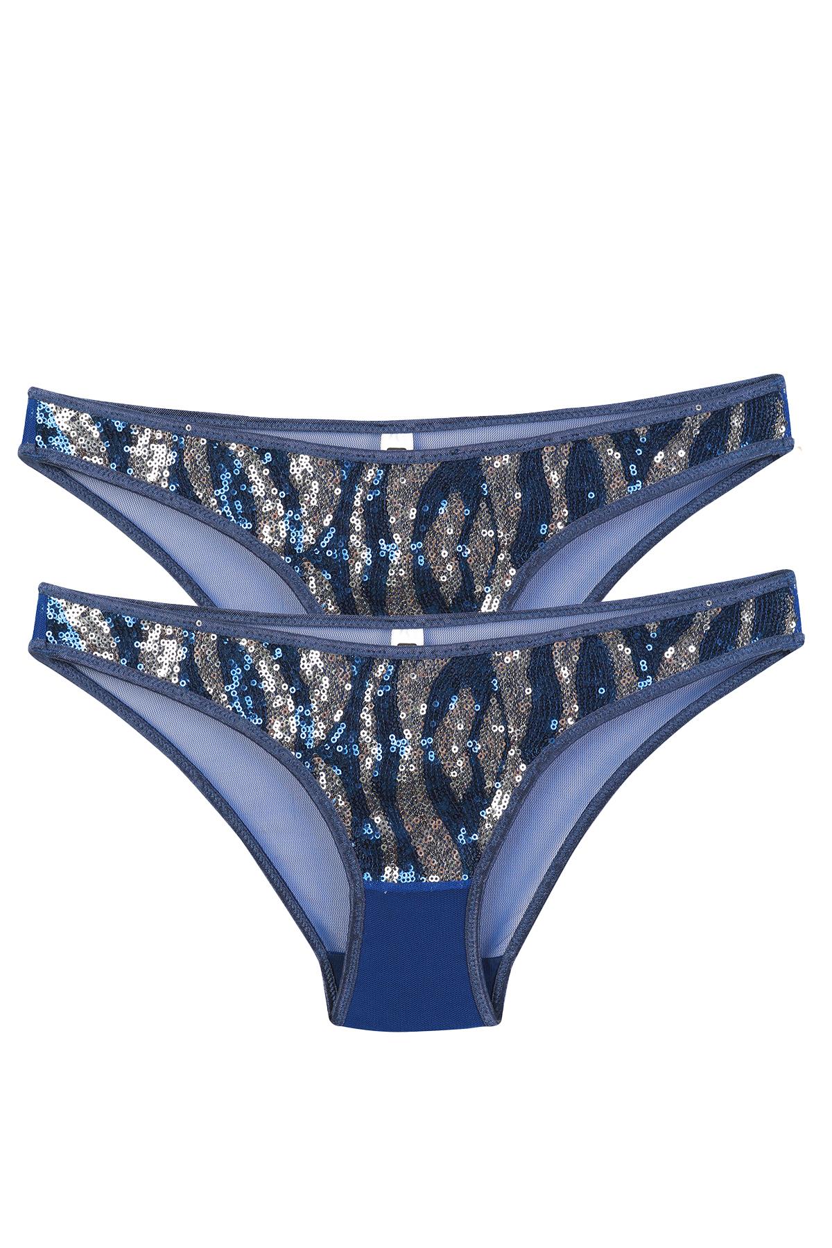 Akbeniz Kadın Lacivert Payet Detaylı 2’li Slip