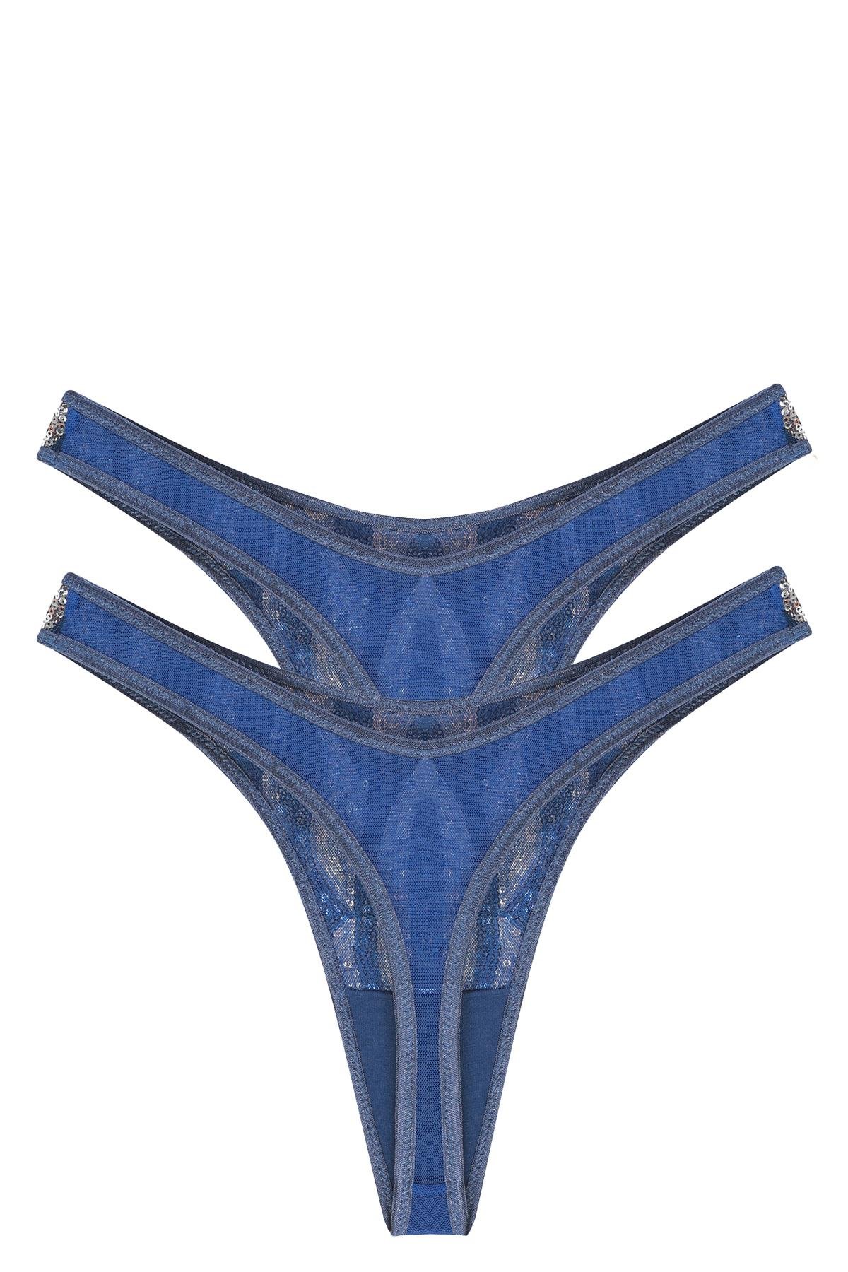 Akbeniz Kadın Lacivert Payet Detaylı 2’li Tanga Slip