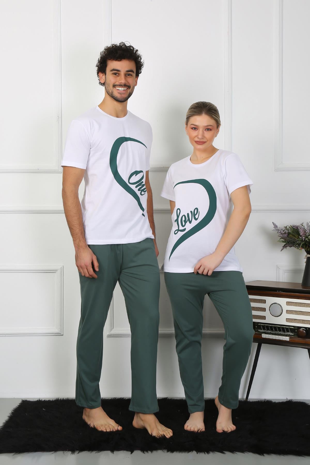 Akbeniz Kadın Pamuk Penye Sevgili Kombini Pijama Takımı Beyaz 50127 Tek Takım Fiyatıdır