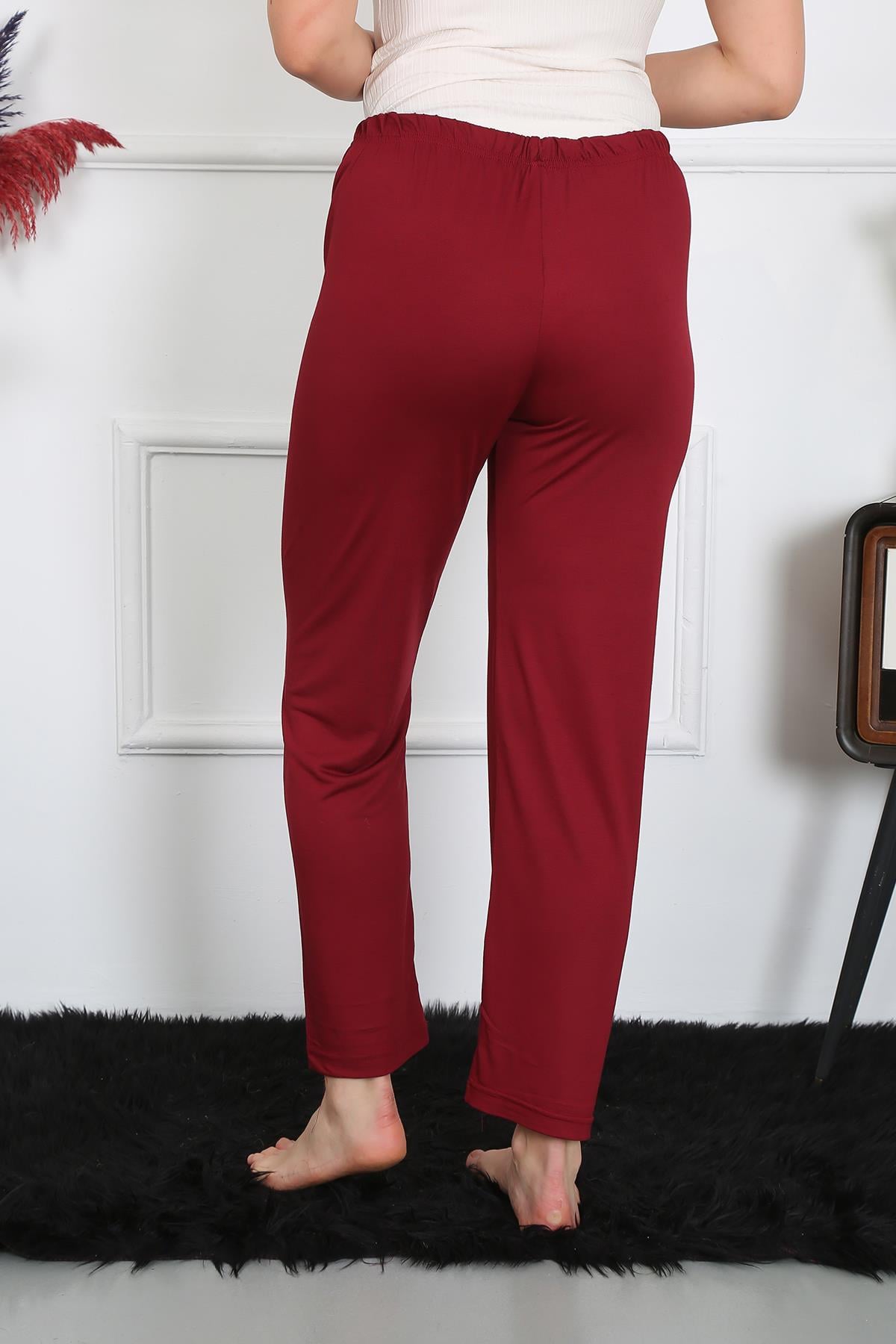 Akbeniz Kadın Pamuk Penye Tek Alt Pijama Bordo 27514