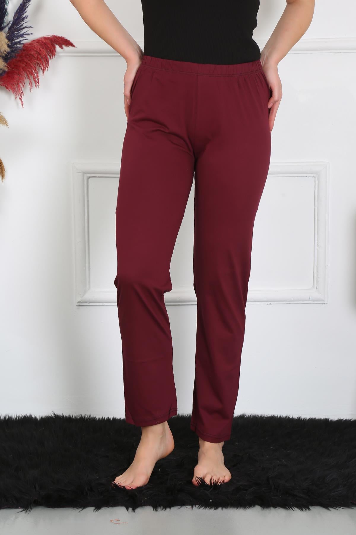 Akbeniz Kadın Pamuk Penye Tek Alt Pijama Bordo 27513