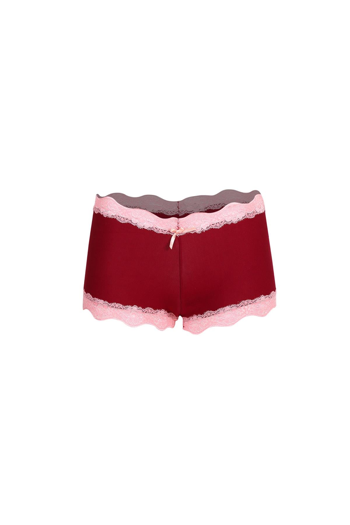 Akbeniz Kadın Pamuklu 2li Boxer Bordo 40265