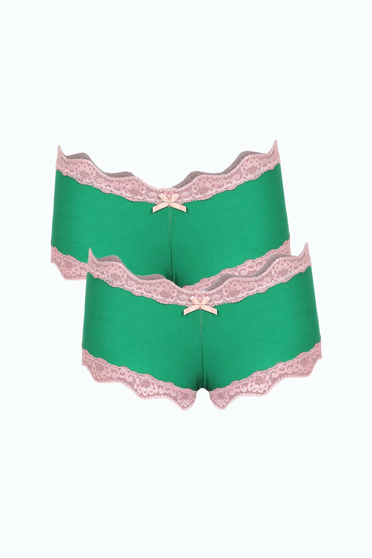 Akbeniz Kadın Pamuklu 2li Boxer Fıstık Yeşili 40277