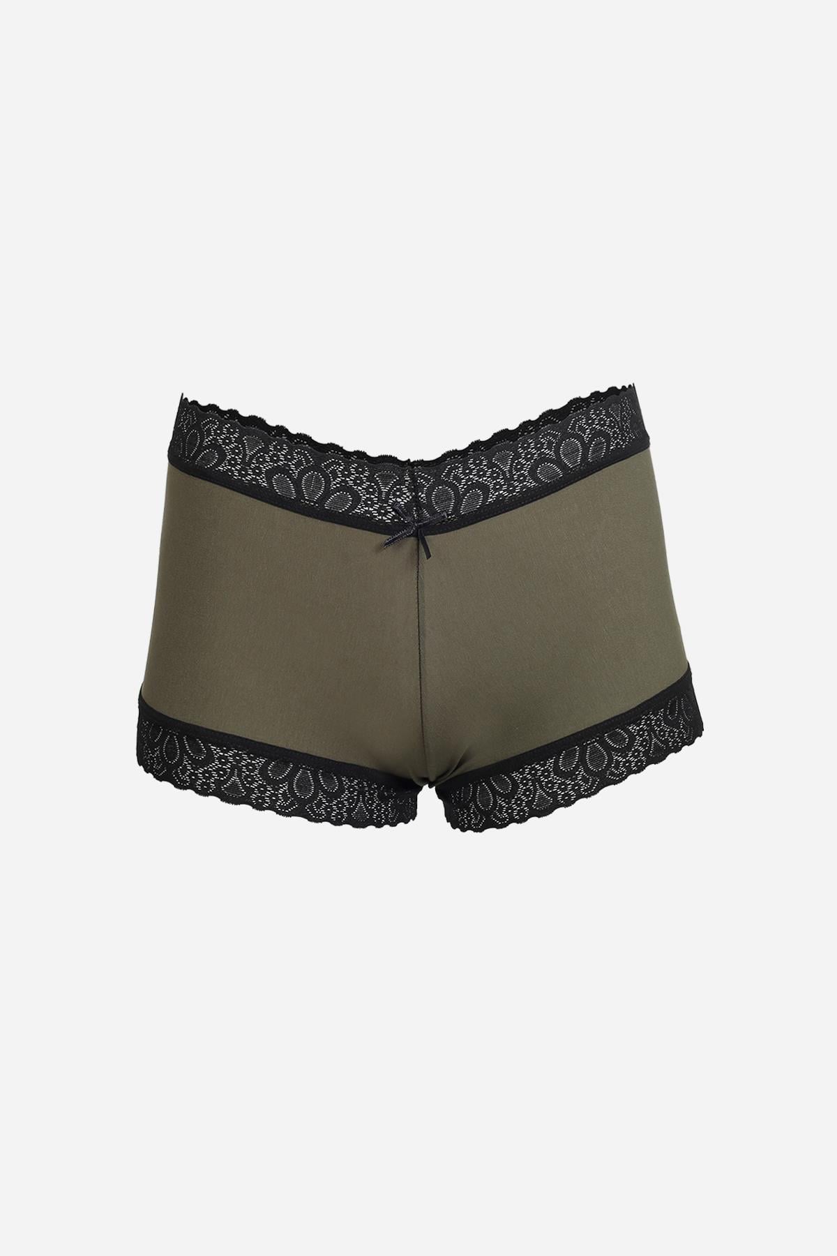 Akbeniz Kadın Pamuklu 2li Boxer Haki 40277