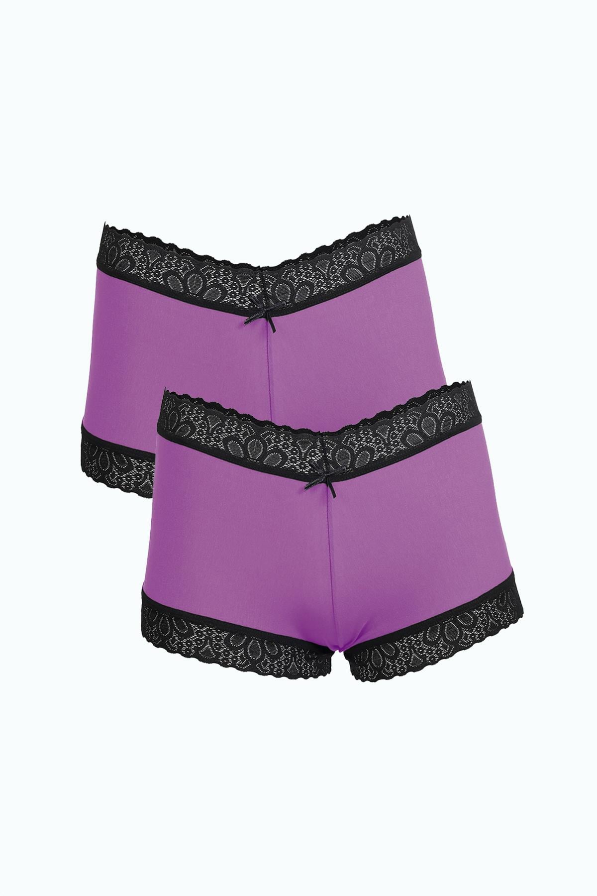 Akbeniz Kadın Pamuklu 2li Boxer Mor 40277