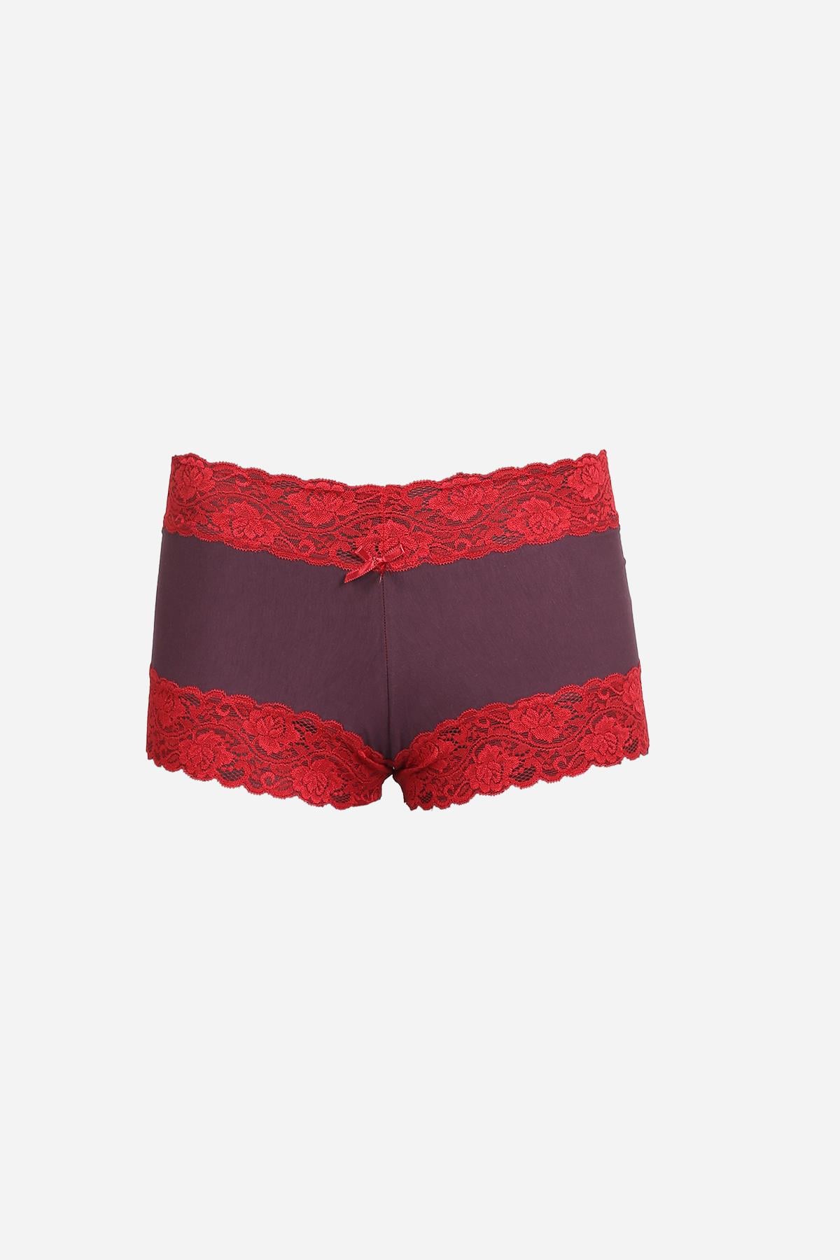 Akbeniz Kadın Pamuklu 2li Boxer Mürdüm 40277