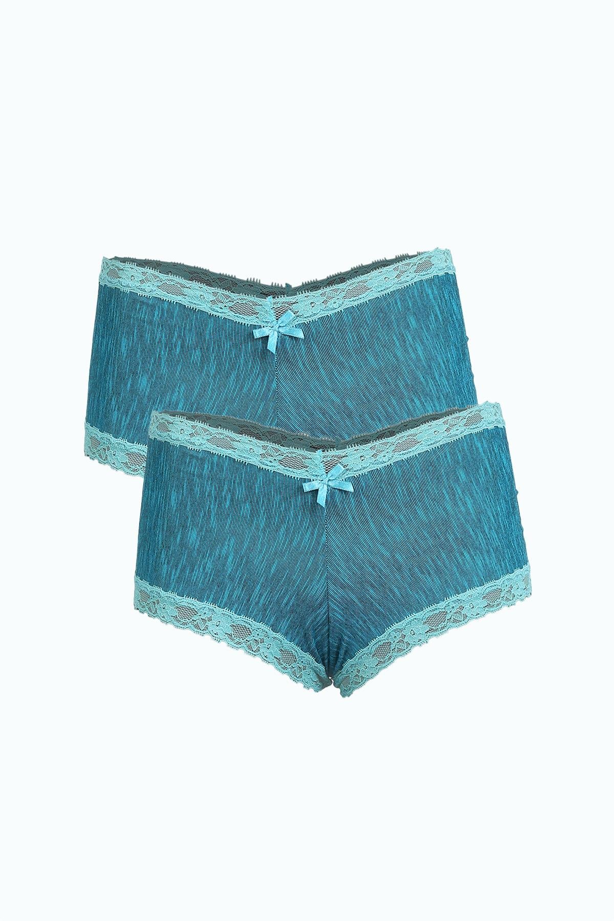 Akbeniz Kadın Pamuklu 2li Boxer Su Yeşili 40278