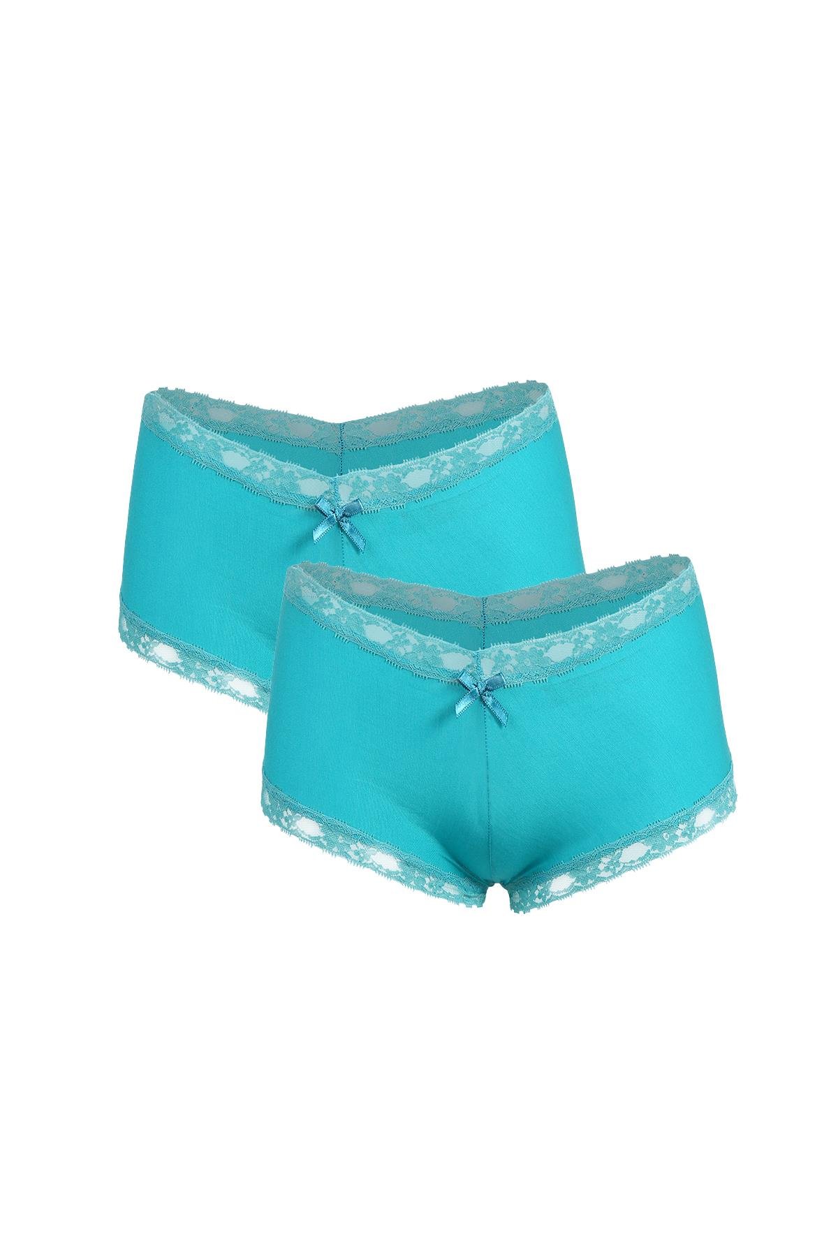 Akbeniz Kadın Pamuklu 2li Boxer Turkuaz 40265