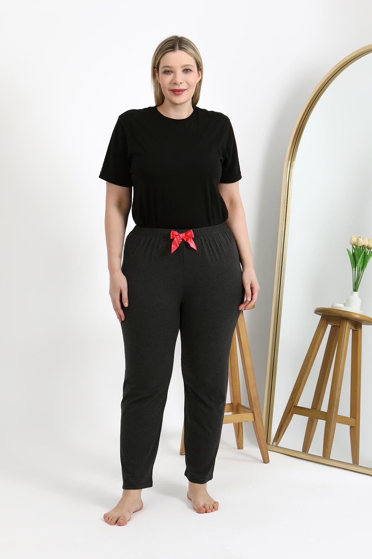 Akbeniz Kadın Pamuklu Büyük Beden Alt Pijama 27559 Antrasit