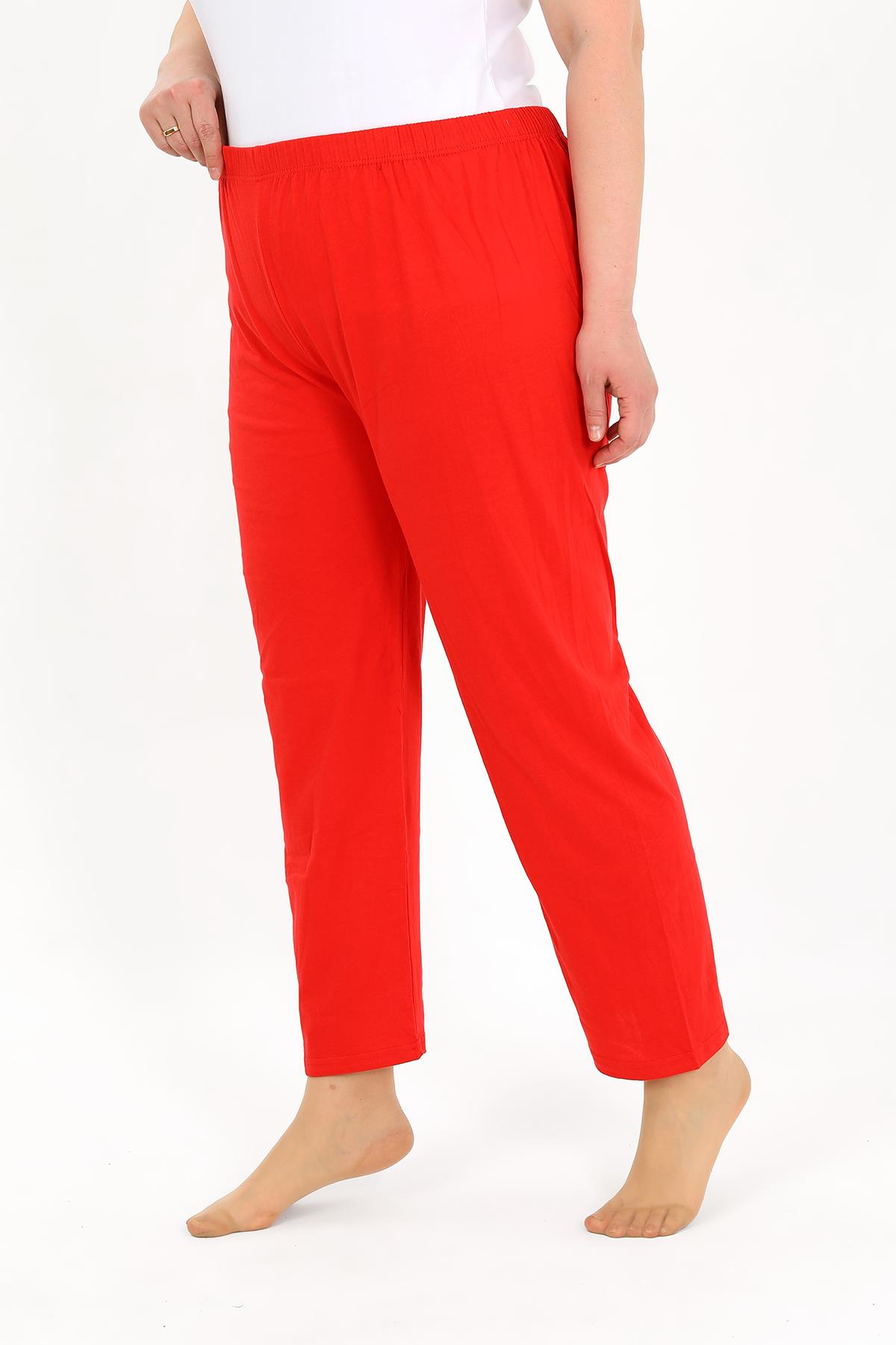 Akbeniz Kadın Pamuklu Büyük Beden Alt Pijama Kırmızı 27560 