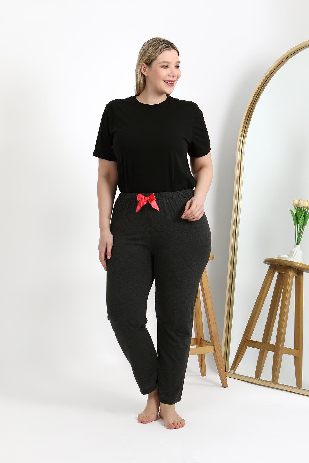 Akbeniz Kadın Pamuklu Büyük Beden Alt Pijama 27559 Antrasit