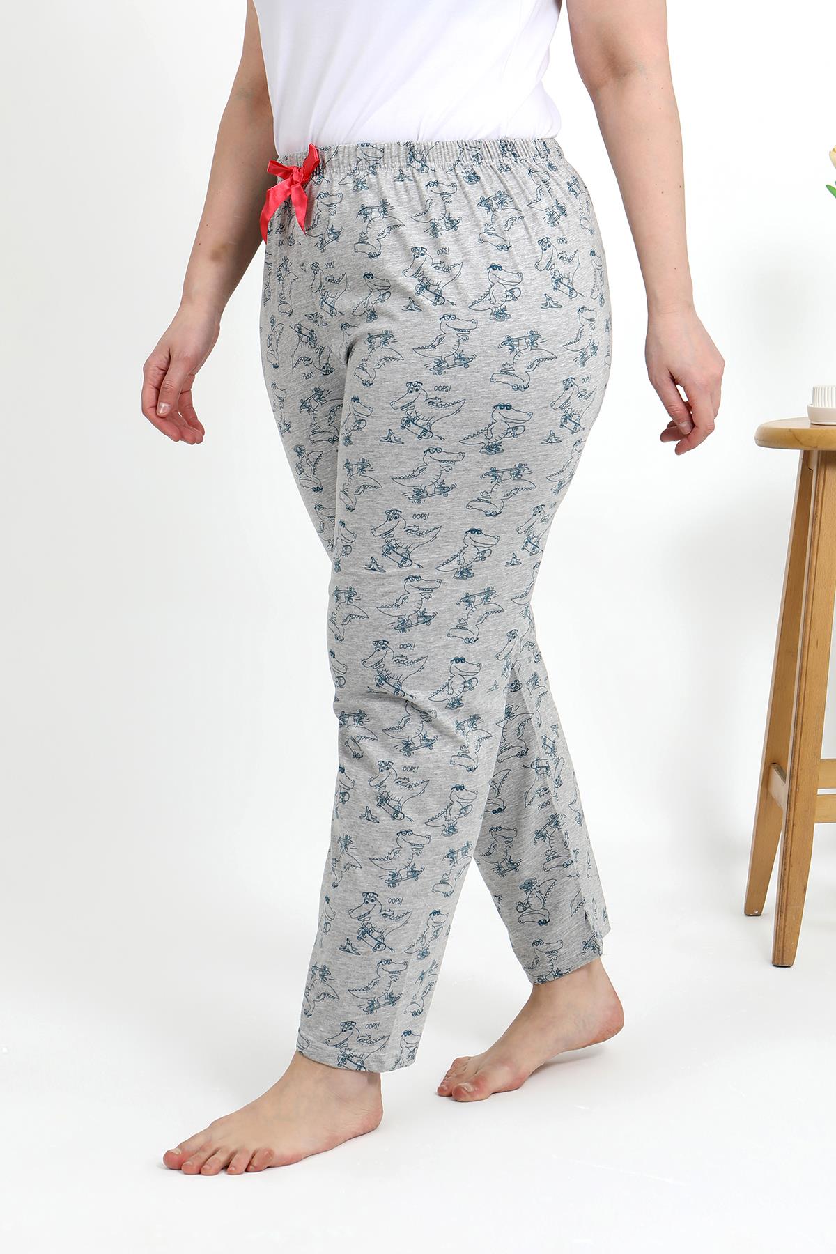 Akbeniz Kadın Pamuklu Büyük Beden Alt Pijama 27558 Gri