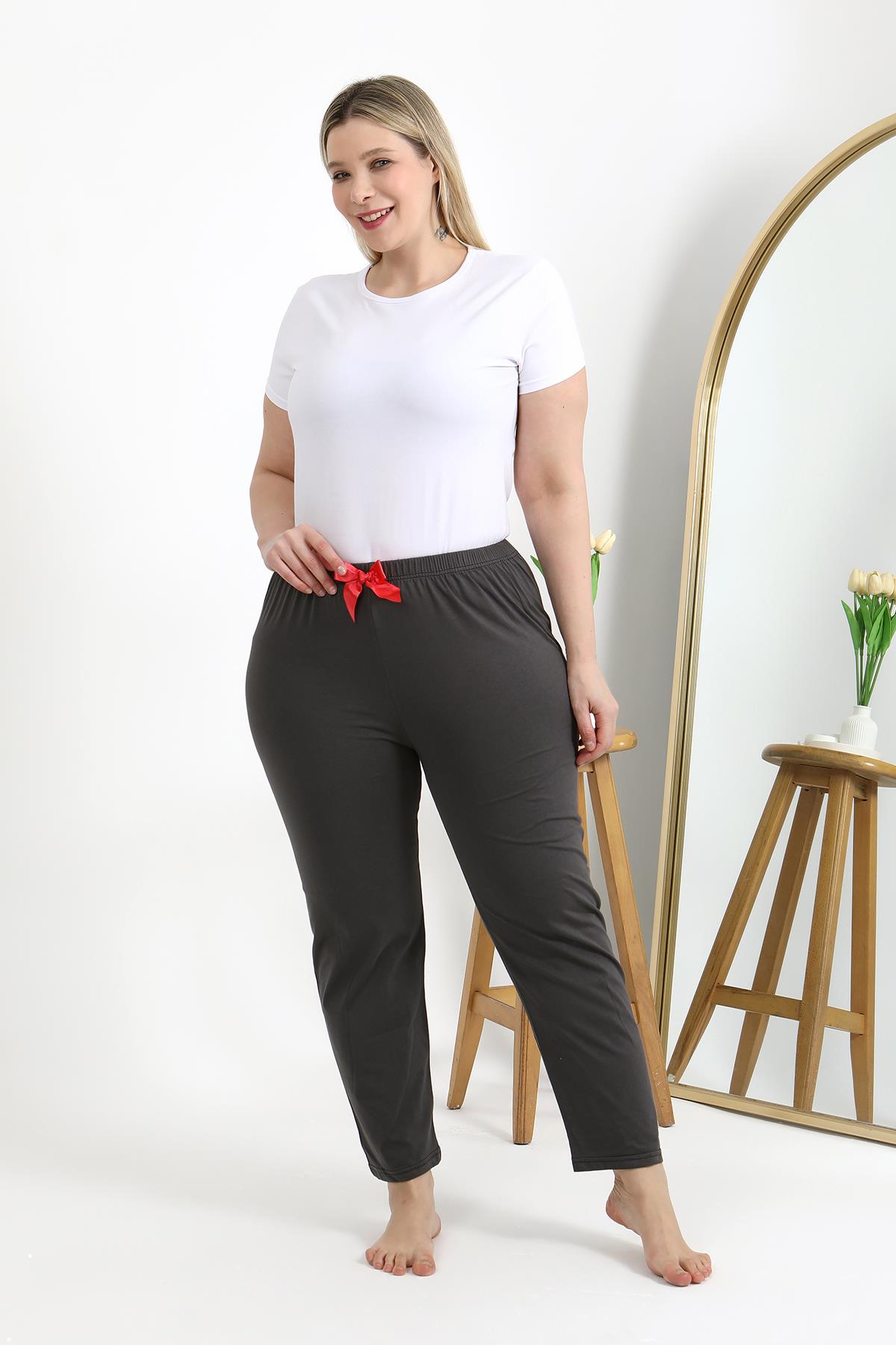 Akbeniz Kadın Pamuklu Büyük Beden Alt Pijama 27559 Füme