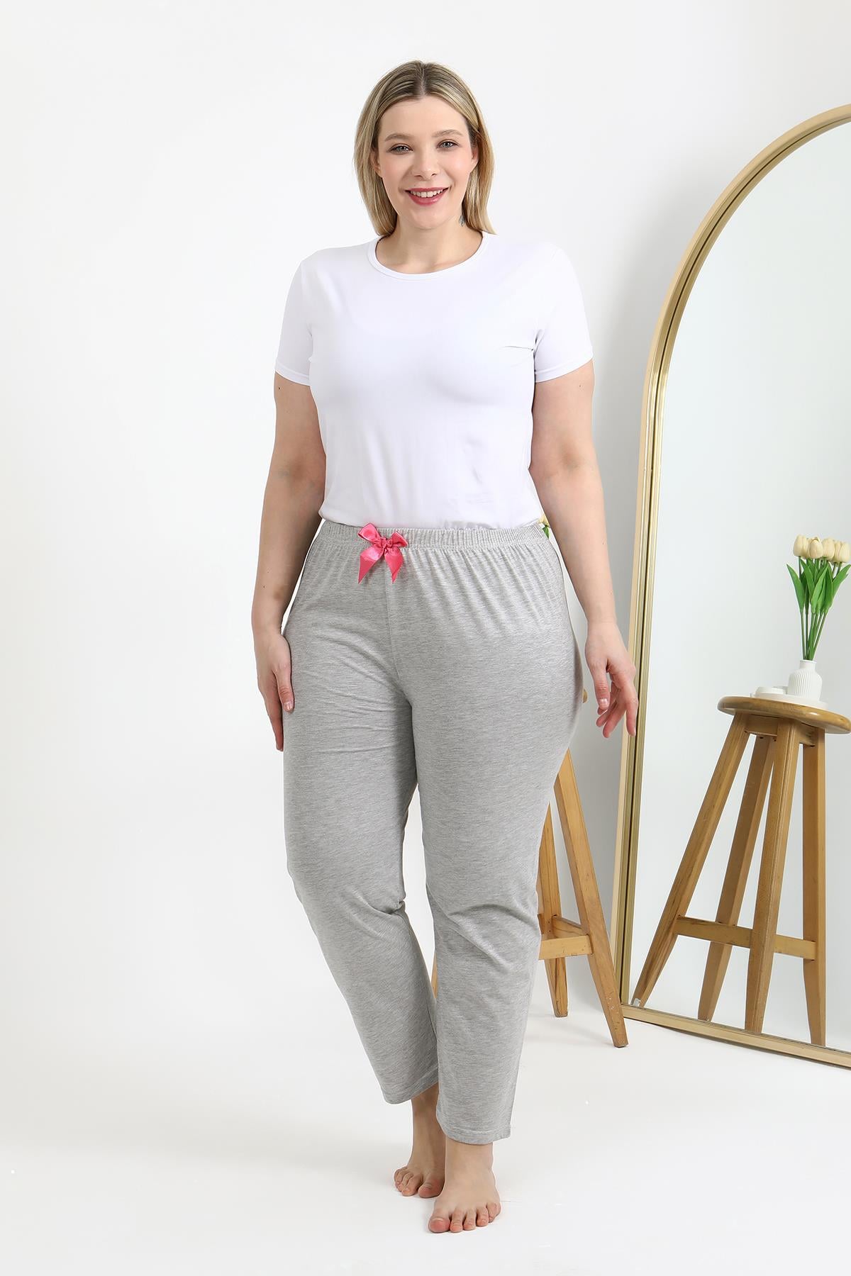 Akbeniz Kadın Pamuklu Büyük Beden Alt Pijama 27560 Gri