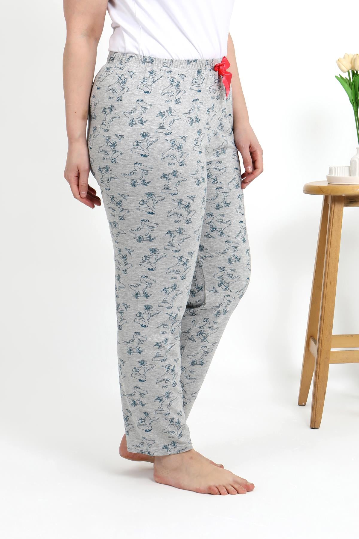 Akbeniz Kadın Pamuklu Büyük Beden Alt Pijama 27558 Gri