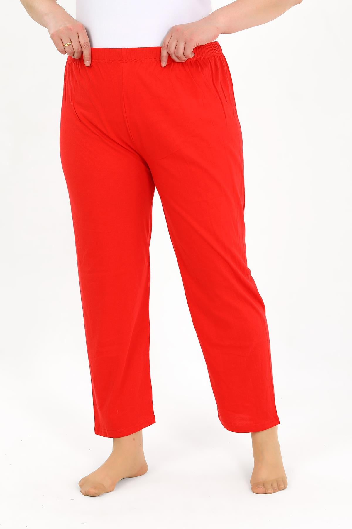 Akbeniz Kadın Pamuklu Büyük Beden Alt Pijama Kırmızı 27560 