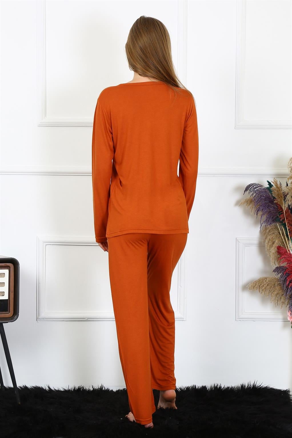 Akbeniz Kadın Penye Uzun Kol Patlı Pijama Takım 4168
