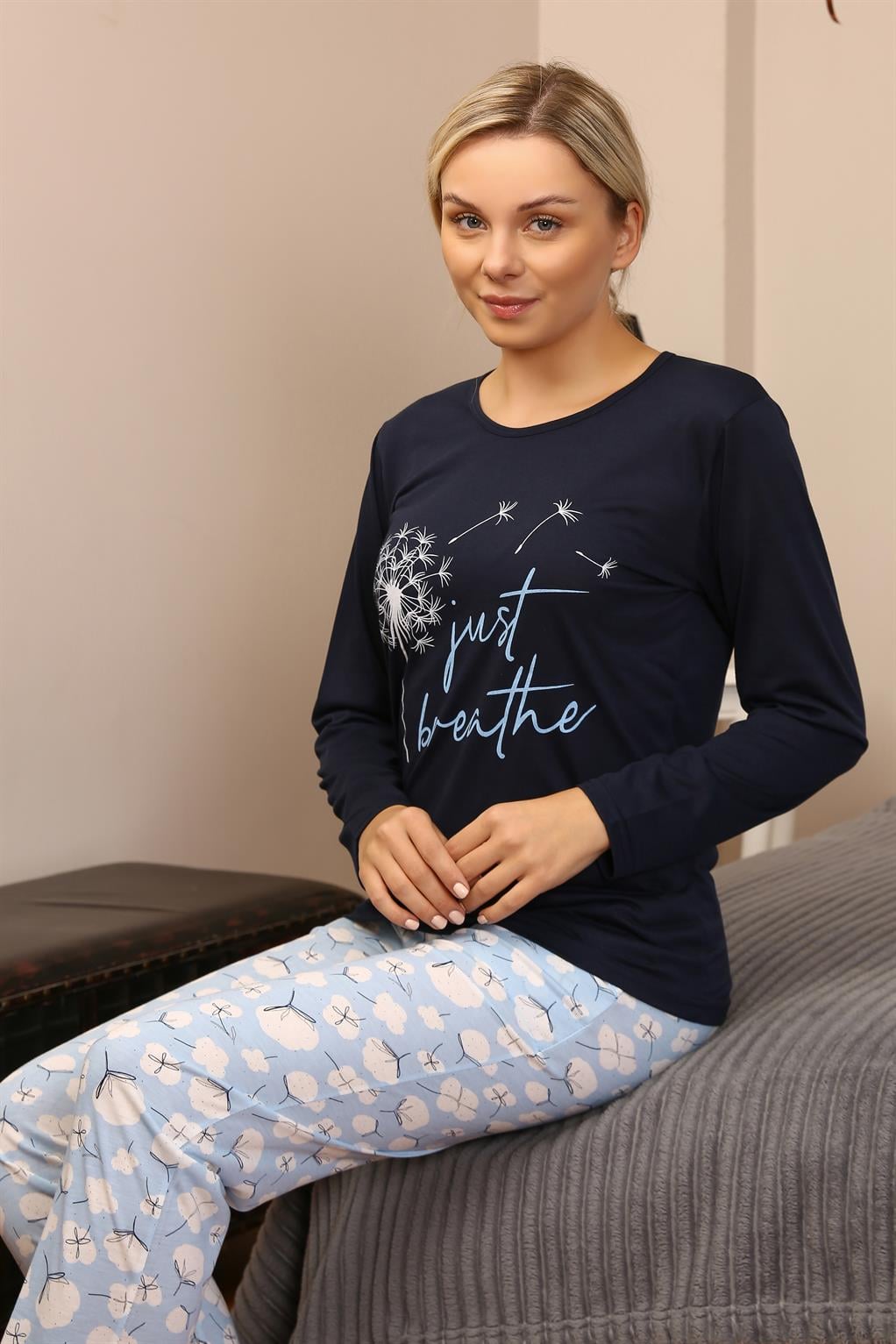 Akbeniz Kadın Penye Uzun Kol Pijama Takım 4189