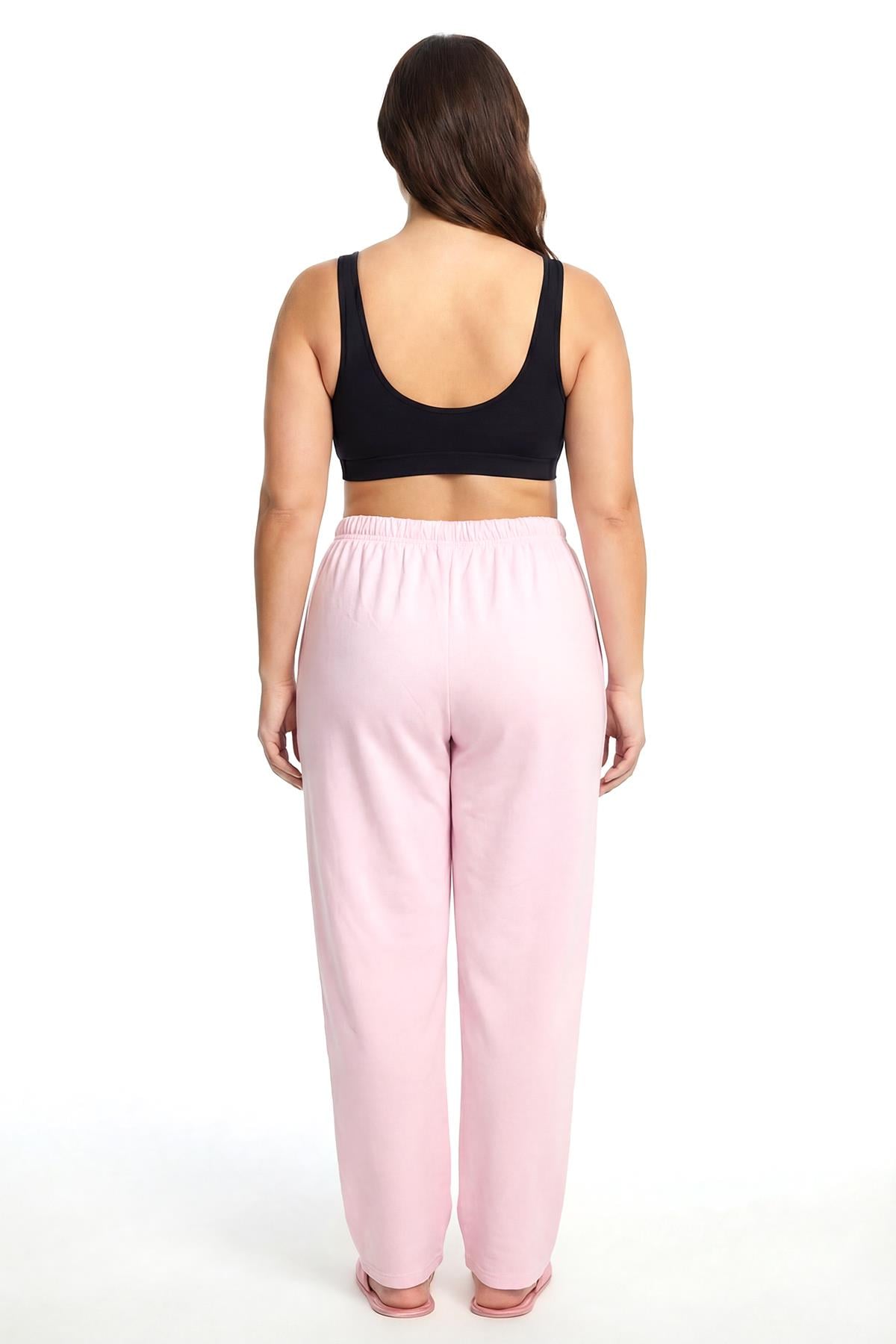 Akbeniz Kadın Pudra Pembe Büyük Beden Cepli Pijama Altı