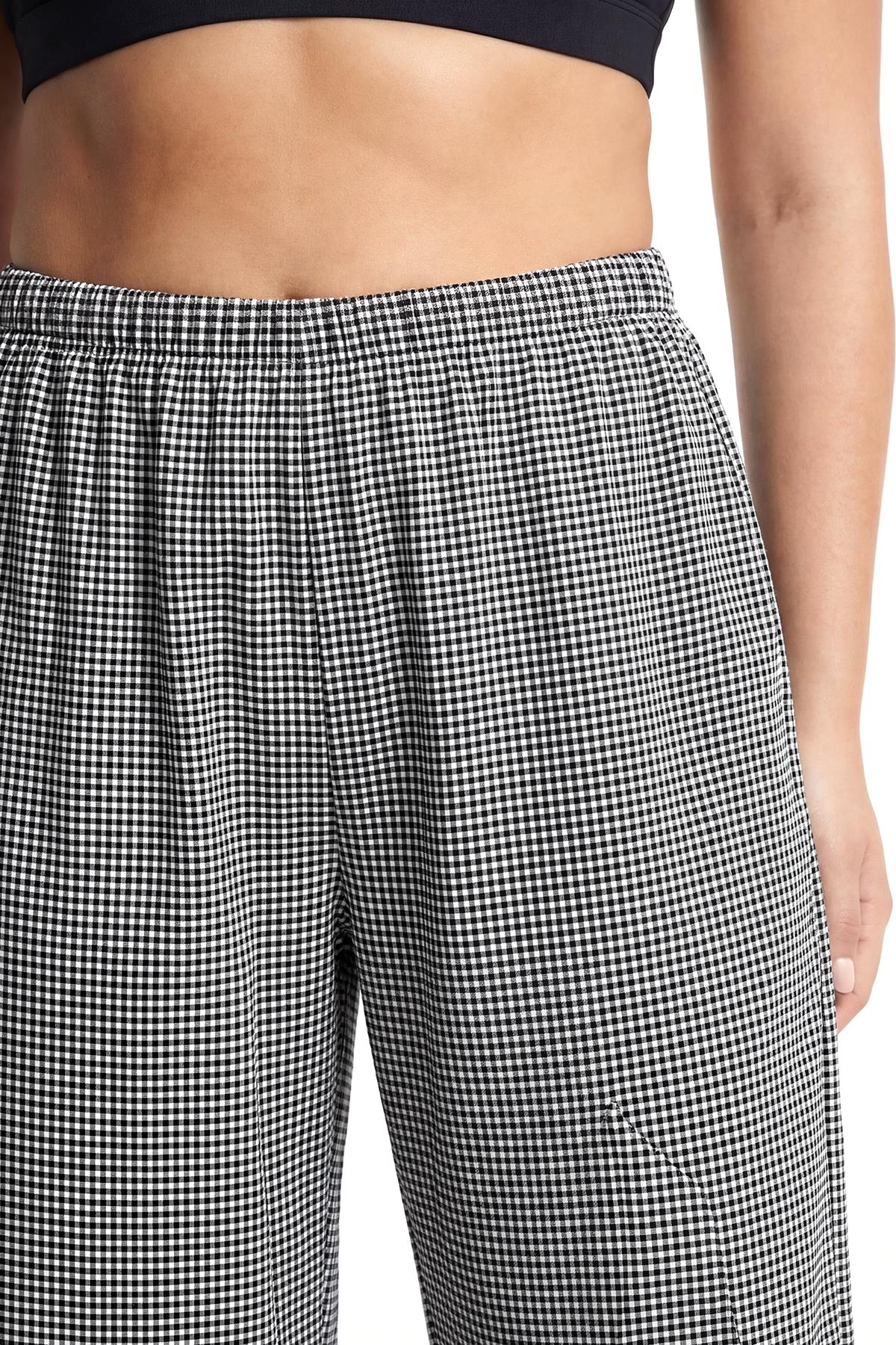 Akbeniz Kadın Siyah-Beyaz Kareli Büyük Beden Cepli Pijama Altı