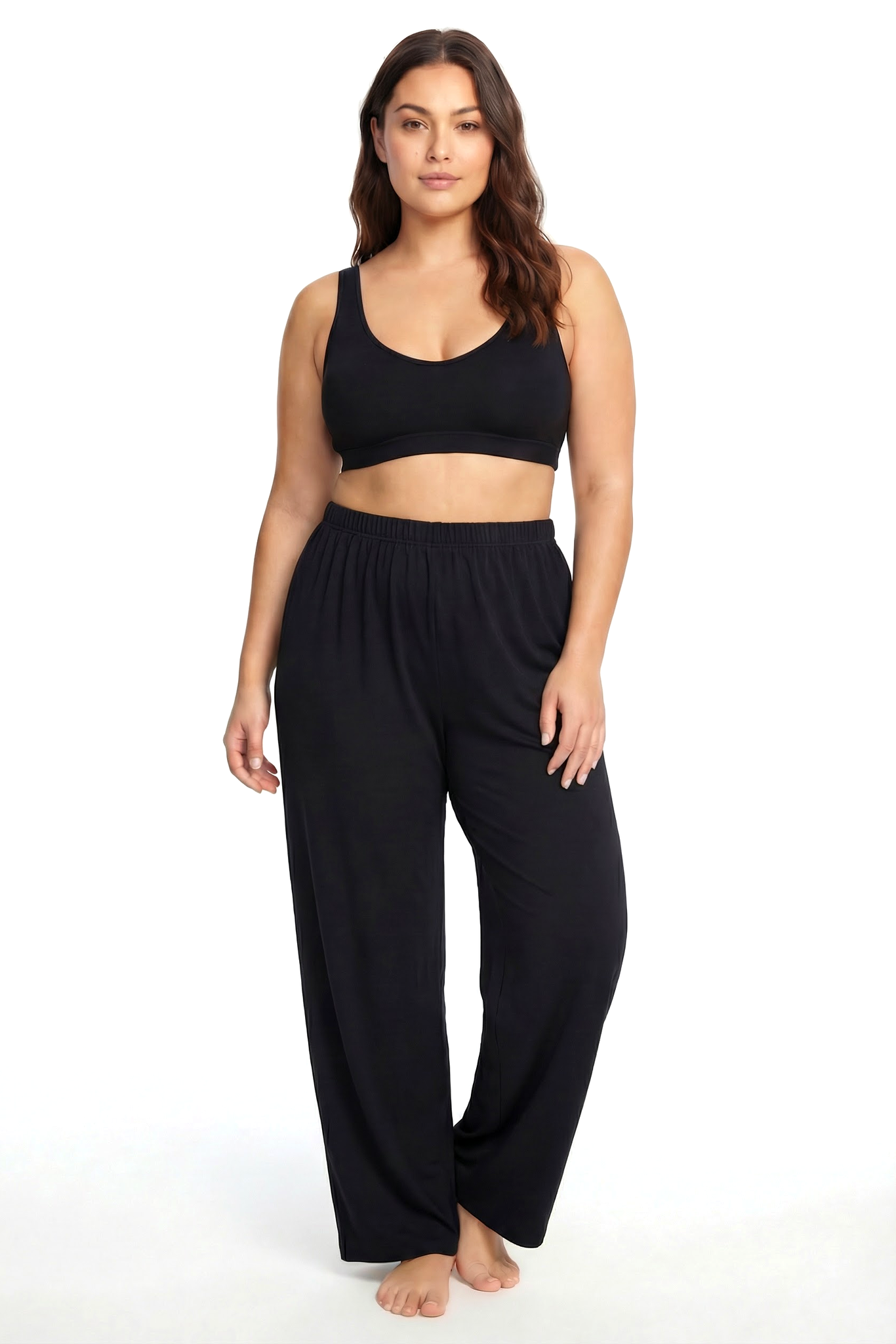 Akbeniz Kadın Siyah Polyester Büyük Beden Pijama Altı