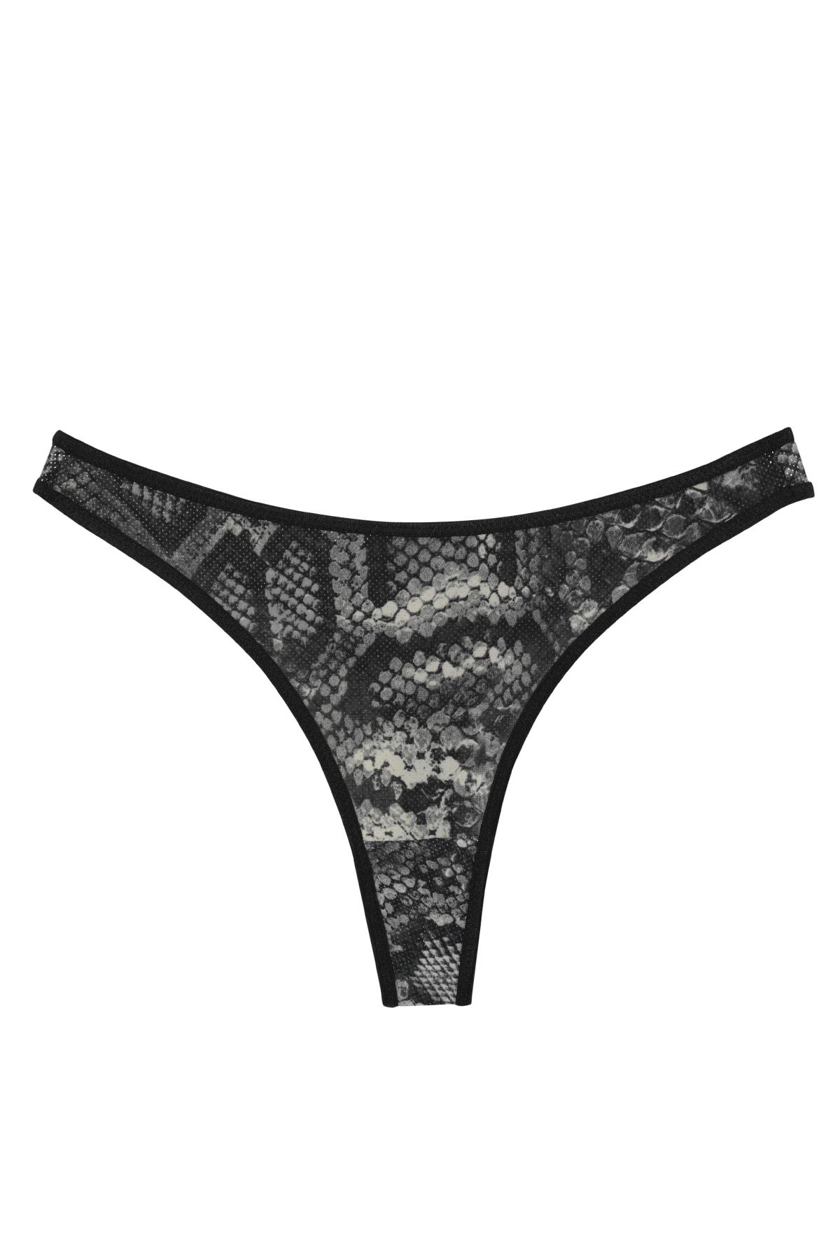 Akbeniz Kadın Siyah Yılan Desenli 2li Tanga Slip