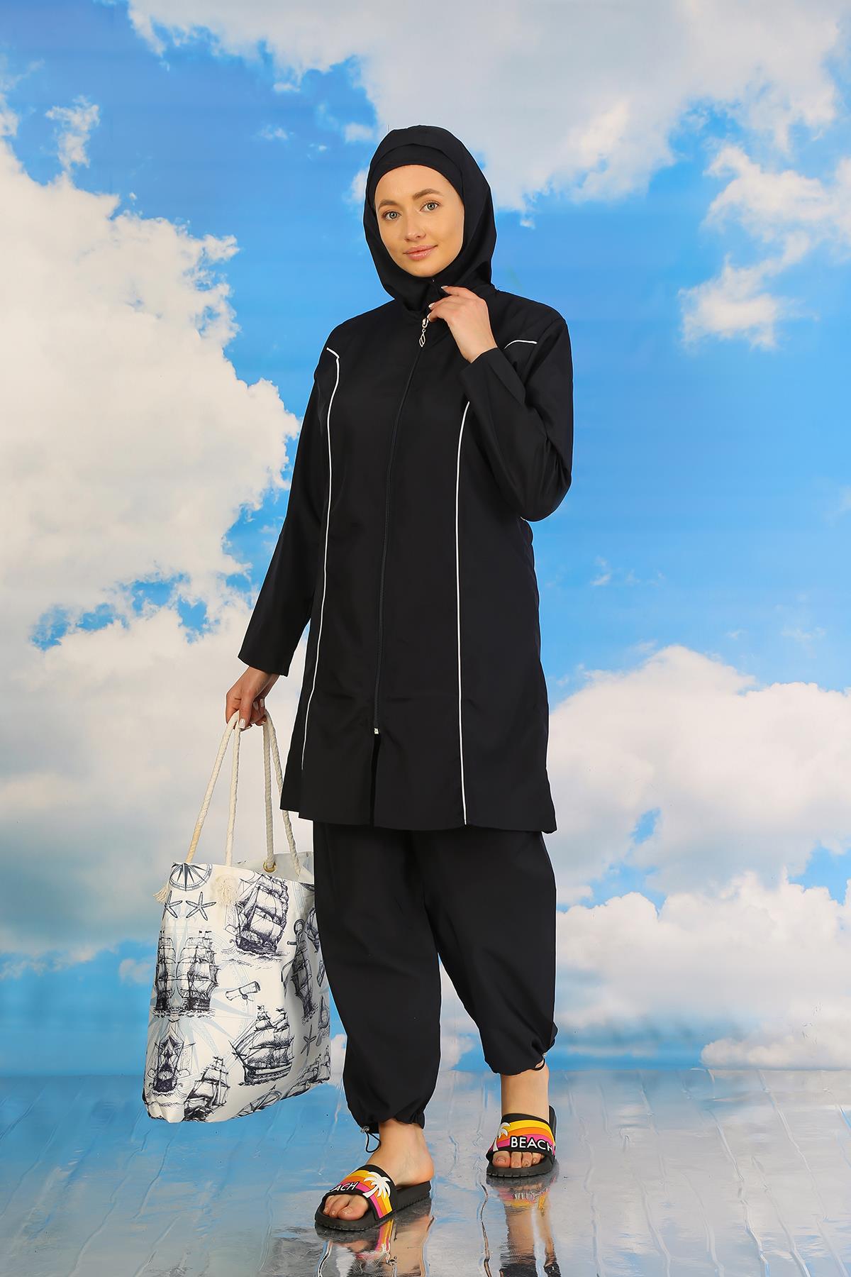 Akbeniz Kadın Tam Tesettür Lacivert Mayo 31060