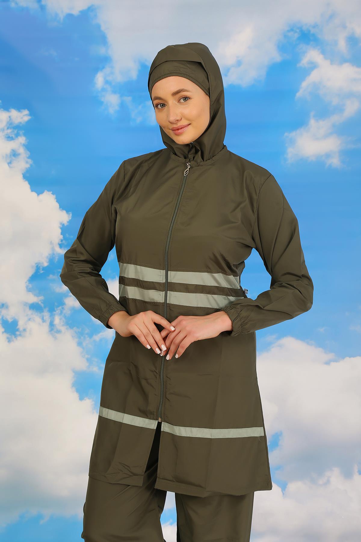 Akbeniz Kadın Tam Tesettür Mayo Haki 31061