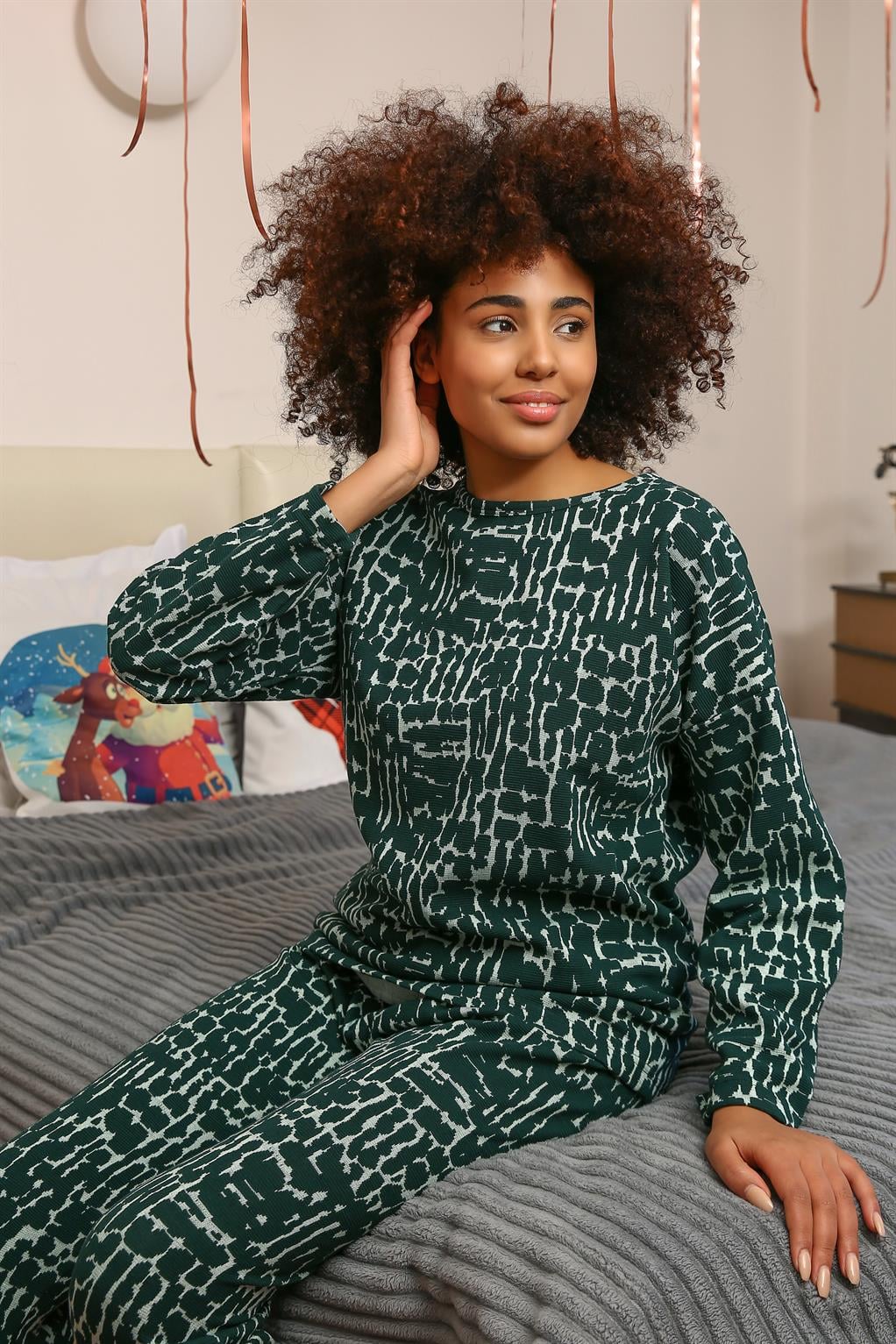 Akbeniz Kadın Uzun Kol 3 İplik Penye Pijama Takım 4181