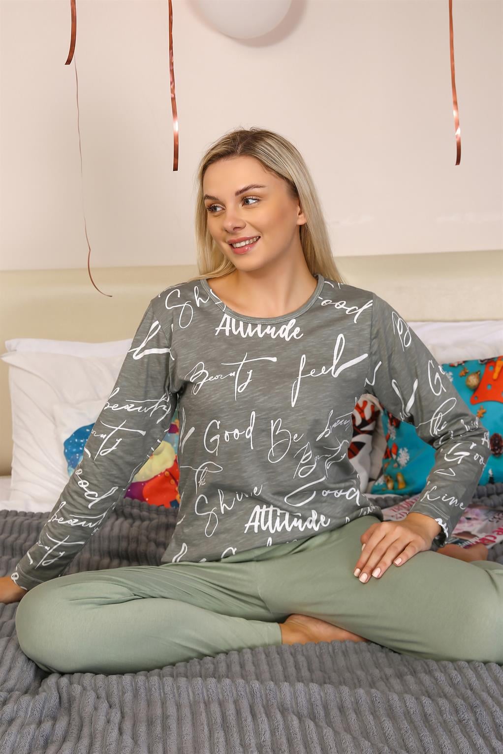 Akbeniz Kadın Uzun Kol Penye Pijama Takım 4206