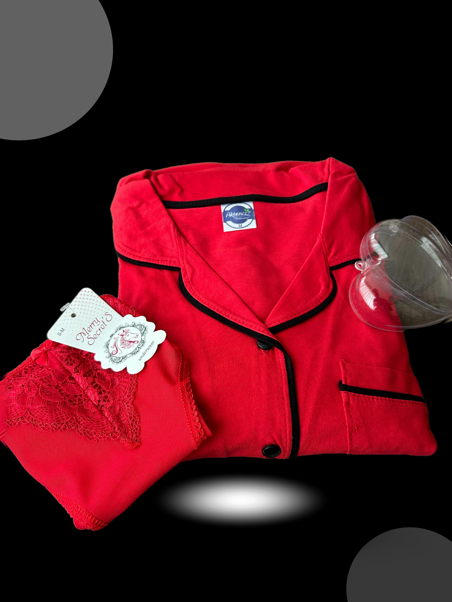 Akbeniz Kadın Yılbaşı 2li Özel Kalp Kutulu Slip - Pijama Hediye Seti 20244