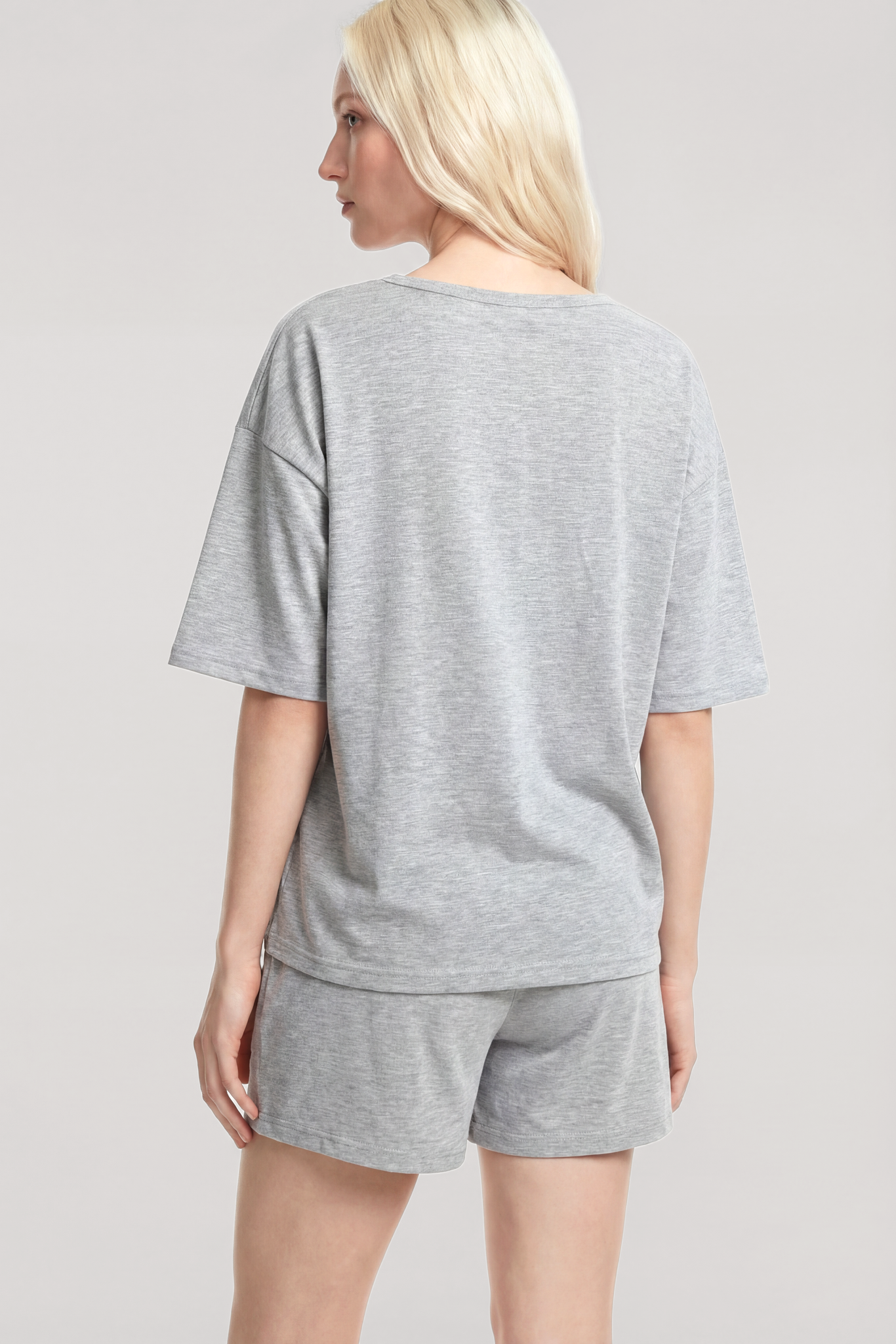 Akbeniz Kısa Kollu Şortlu Pijama Takımı Gri