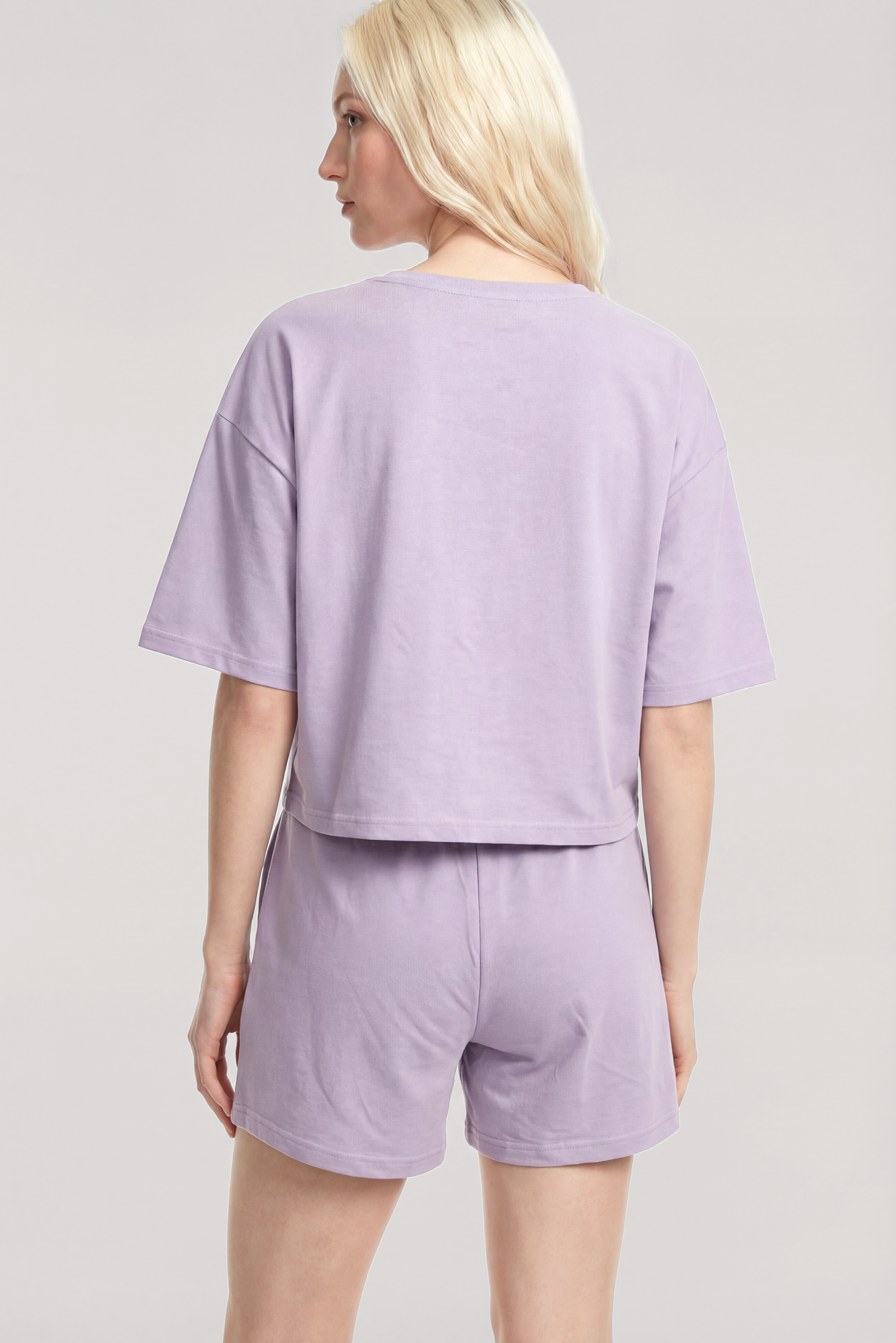 Akbeniz Kısa Kollu Şortlu Pijama Takımı Lila