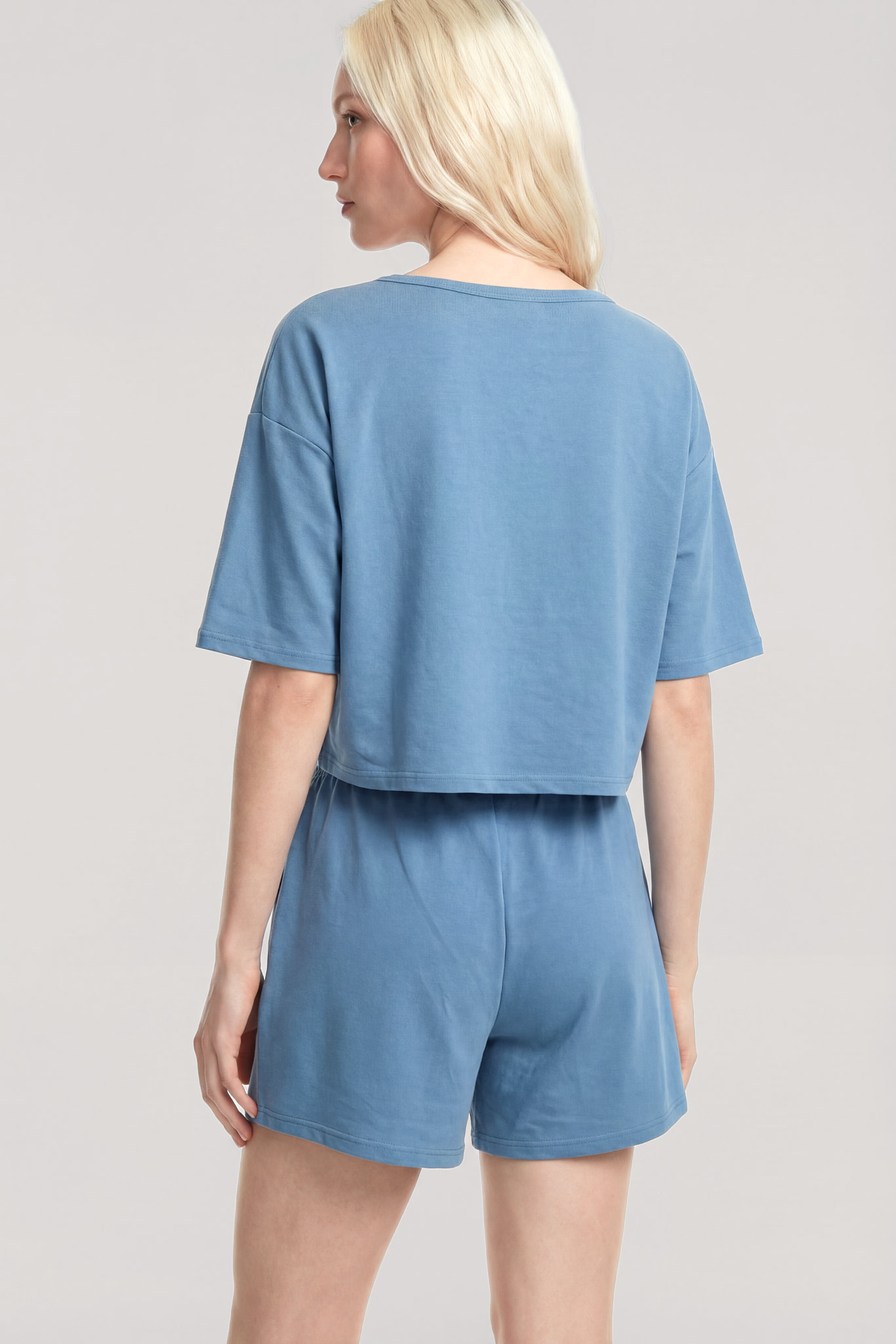 Akbeniz Kısa Kollu Şortlu Pijama Takımı Mavi