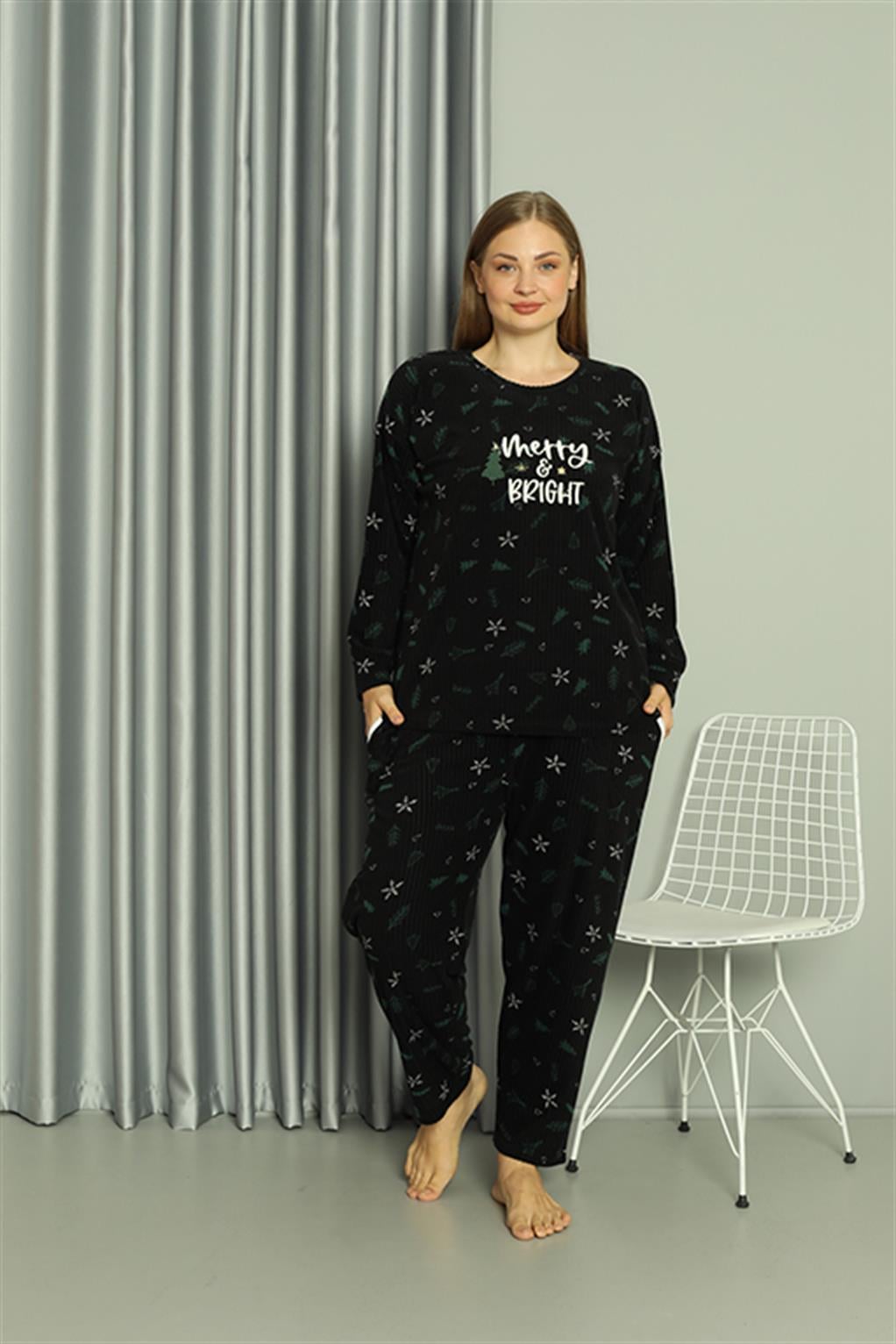 Akbeniz Welsoft Polar Kadın Büyük Beden Pijama Takımı 808043