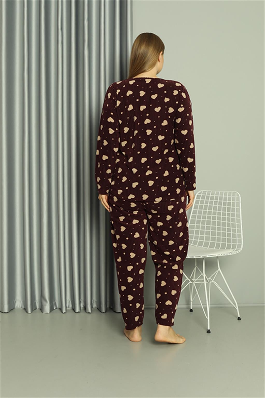 Akbeniz Welsoft Polar Kadın Büyük Beden Pijama Takımı 808041