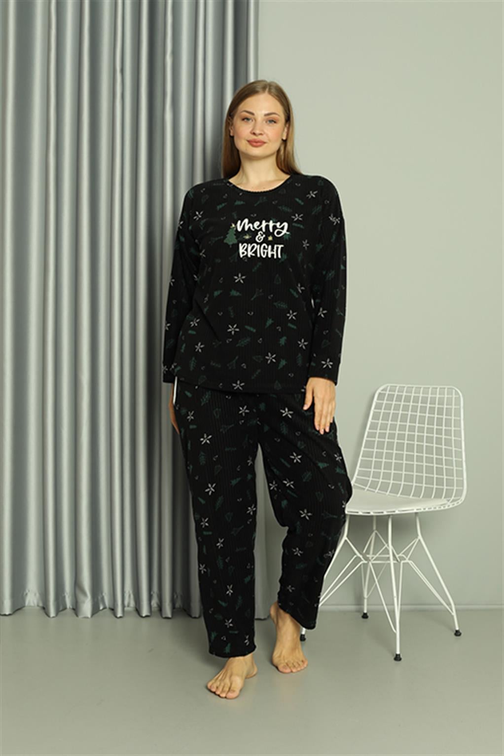Akbeniz Welsoft Polar Kadın Büyük Beden Pijama Takımı 808043