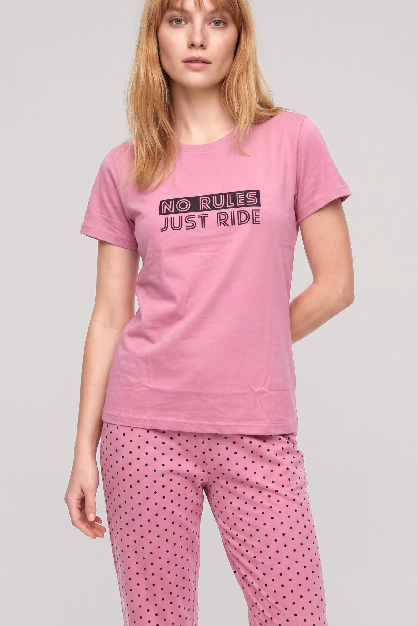 Kadın Kısa Kol Penye Pijama Takım - Somon