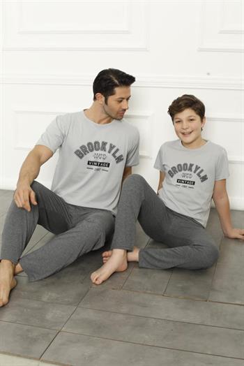 Akbeniz Baba Oğul Gri Aile Pijama Takım Ayrı Ayrı Satılır 50102