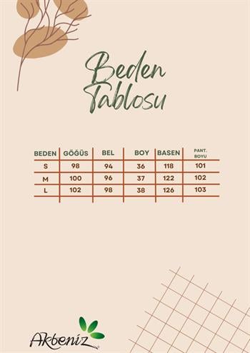 Akbeniz Baskılı Crop T-Shirt Pantolon Takım Kum Kahve